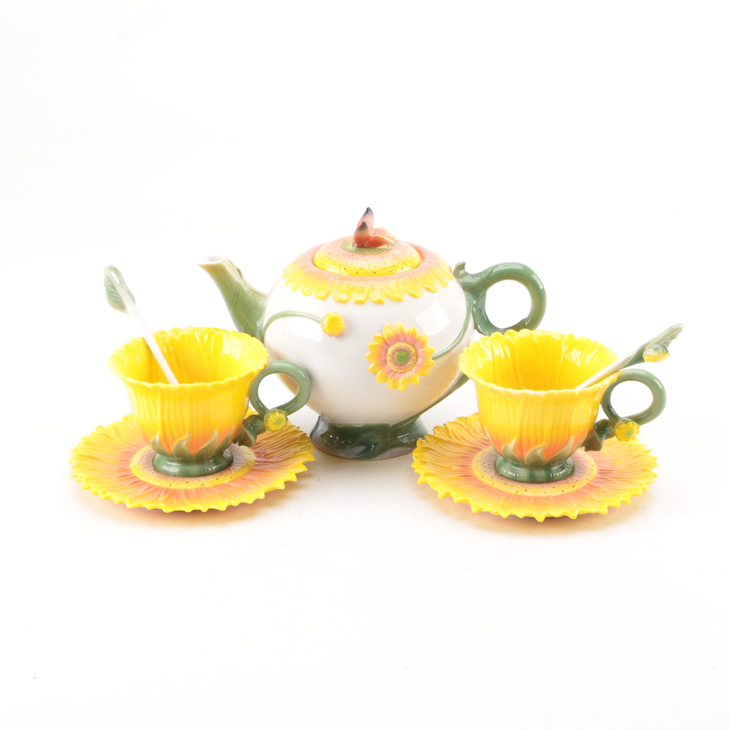 Pier 1 "Sunflower" Novelty Floral Tea Set
