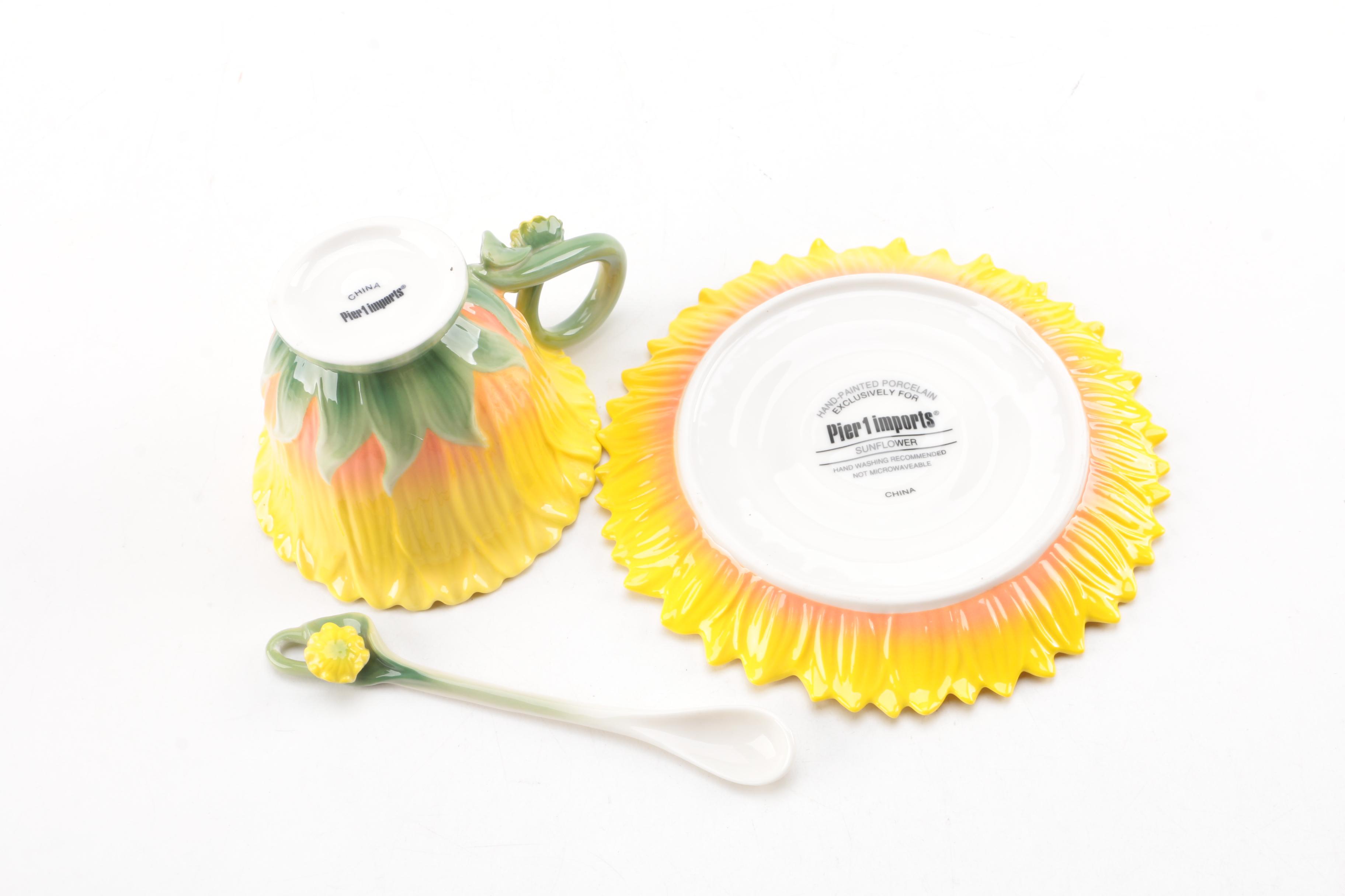 Pier 1 "Sunflower" Novelty Floral Tea Set