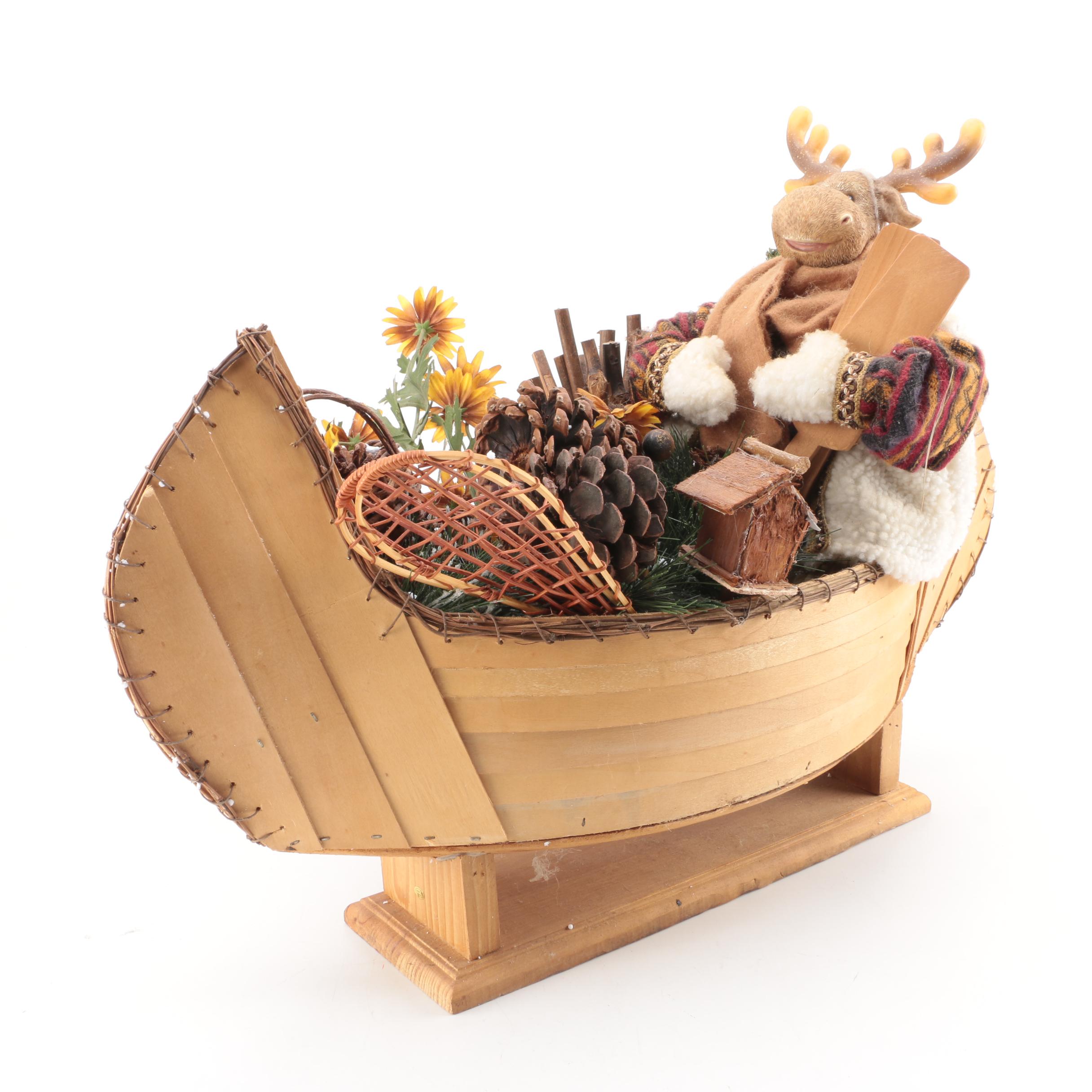 Christmas Moose and Canoe Table Decoration