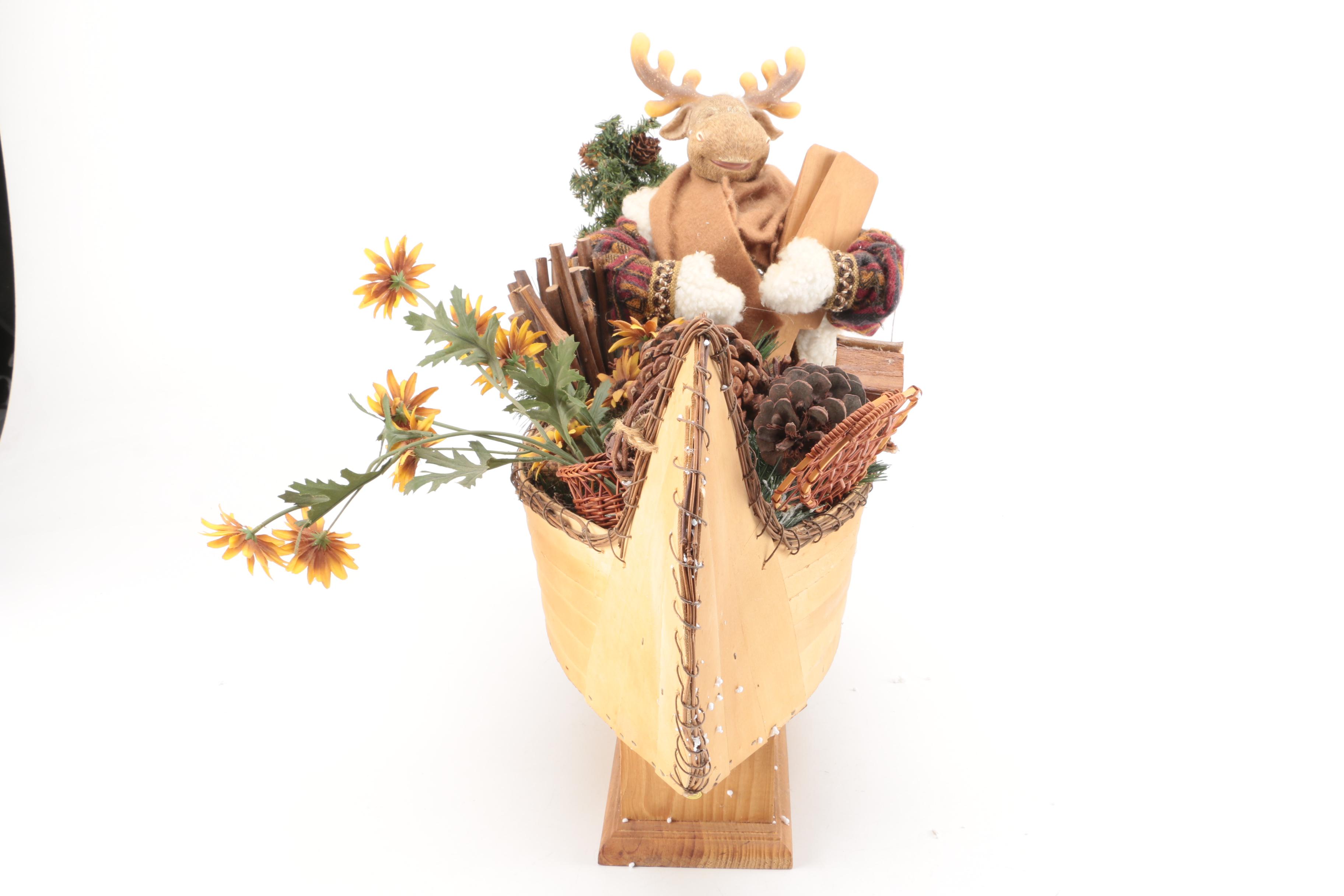 Christmas Moose and Canoe Table Decoration