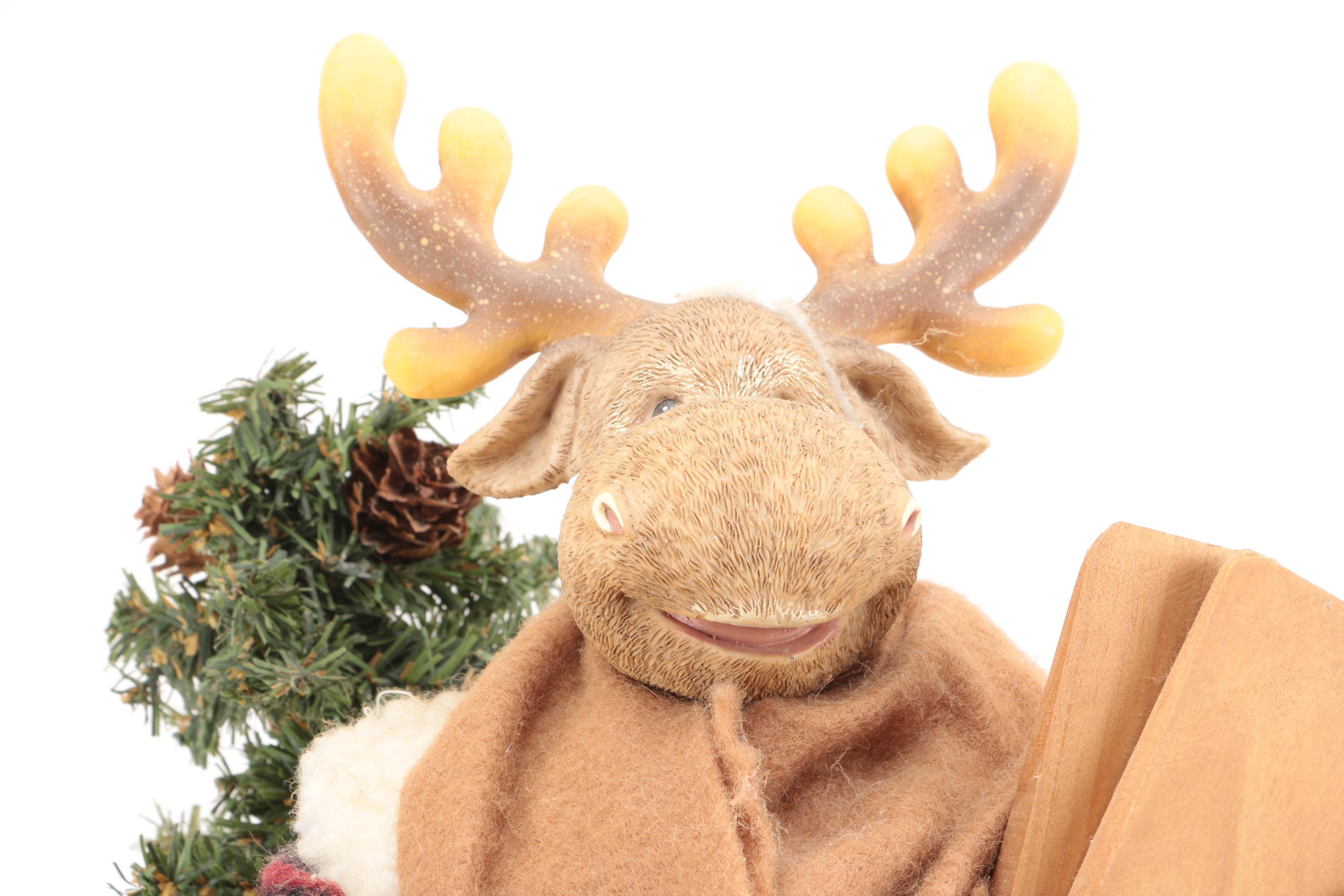 Christmas Moose and Canoe Table Decoration