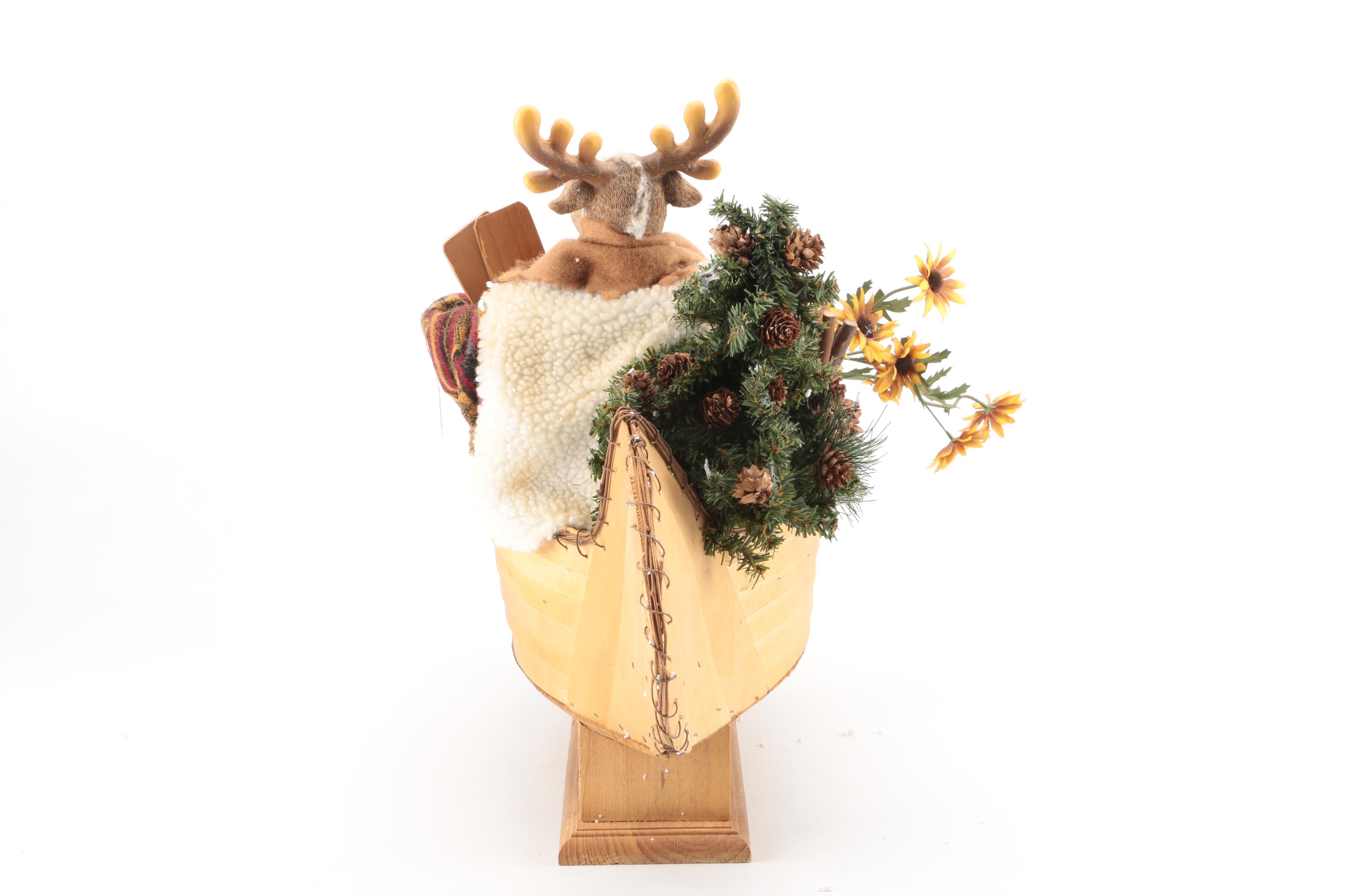 Christmas Moose and Canoe Table Decoration
