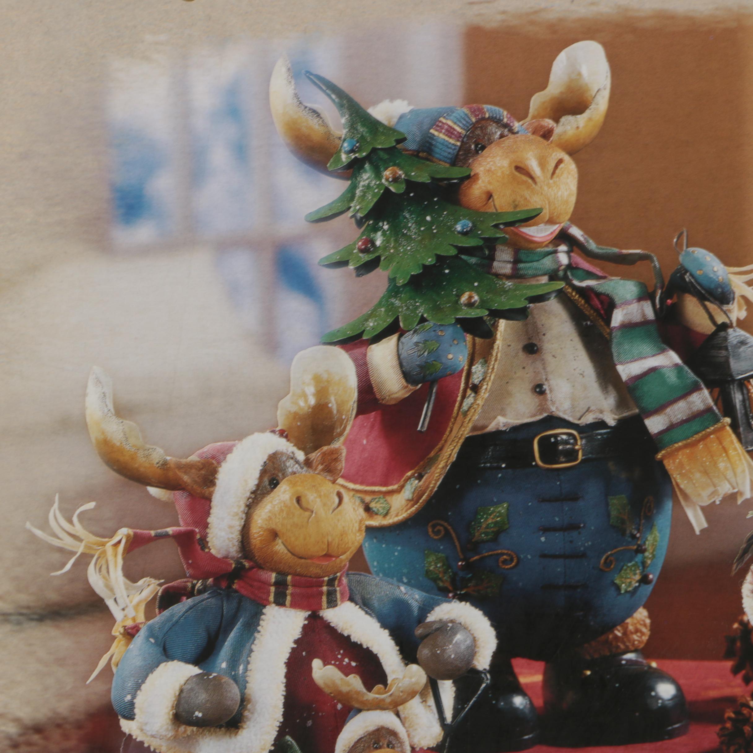 Grandeur Noel 2003 Christmas Moose Family Set