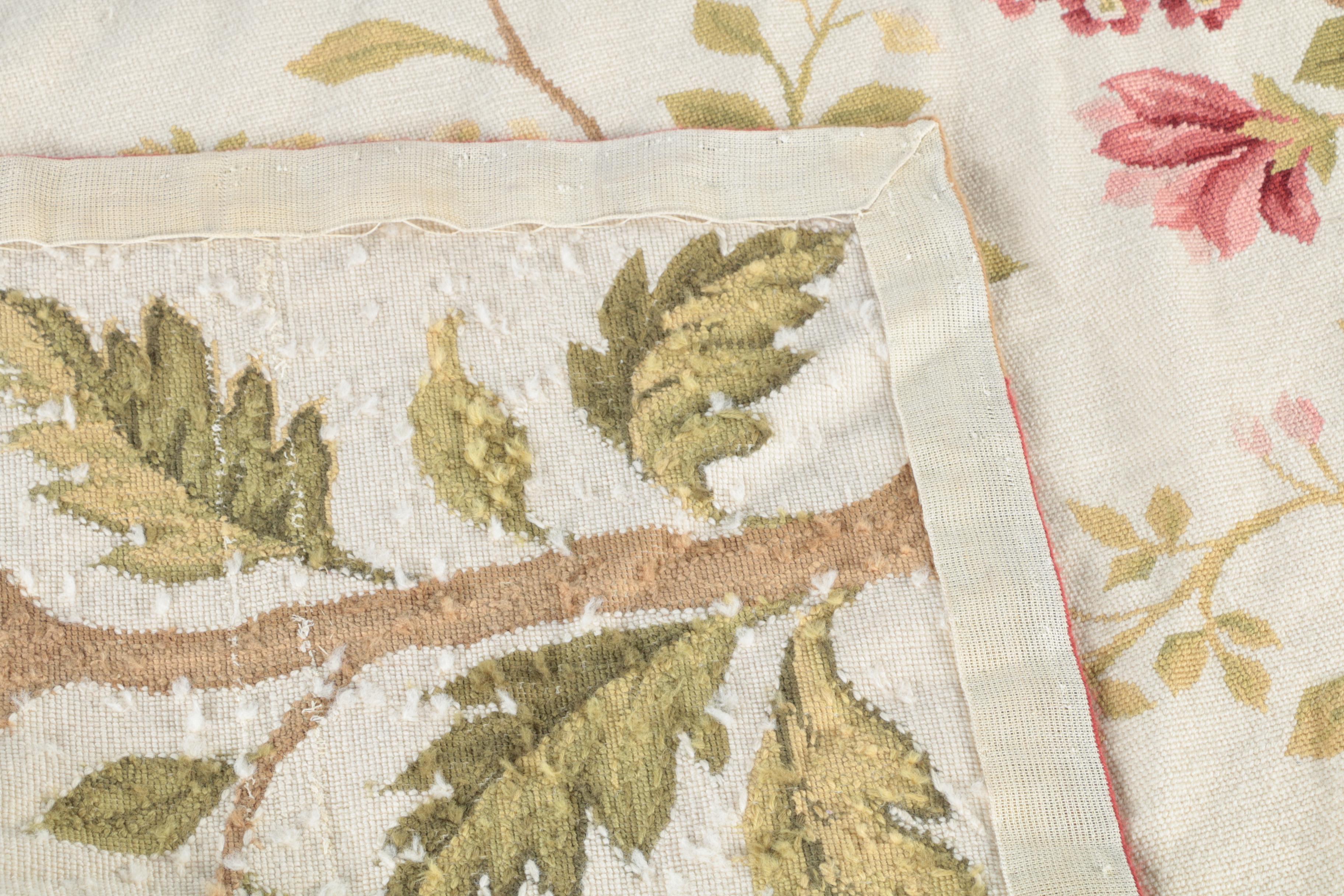 Needlepoint Floral Wool Room Size Rug