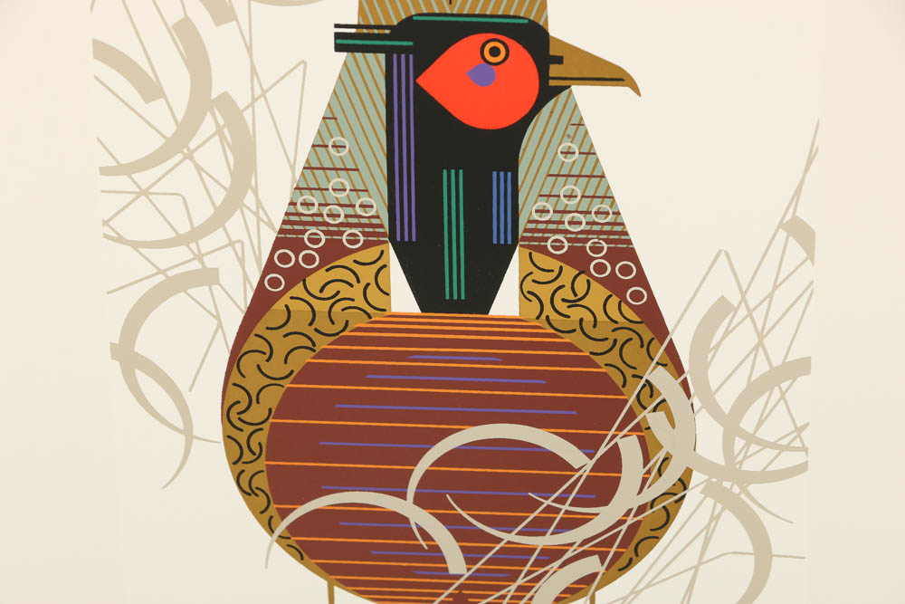Charley Harper Serigraph "Phancy Pheathers"