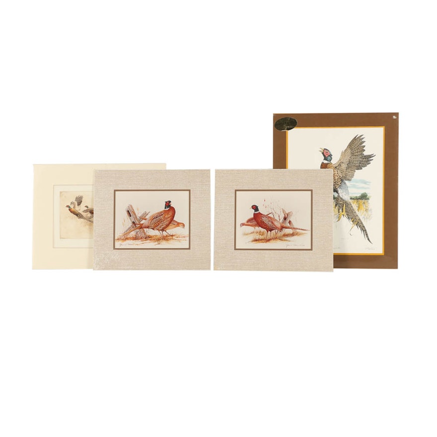 Four Prints Including "Ringneck" and "Ring-Necked Pheasants"