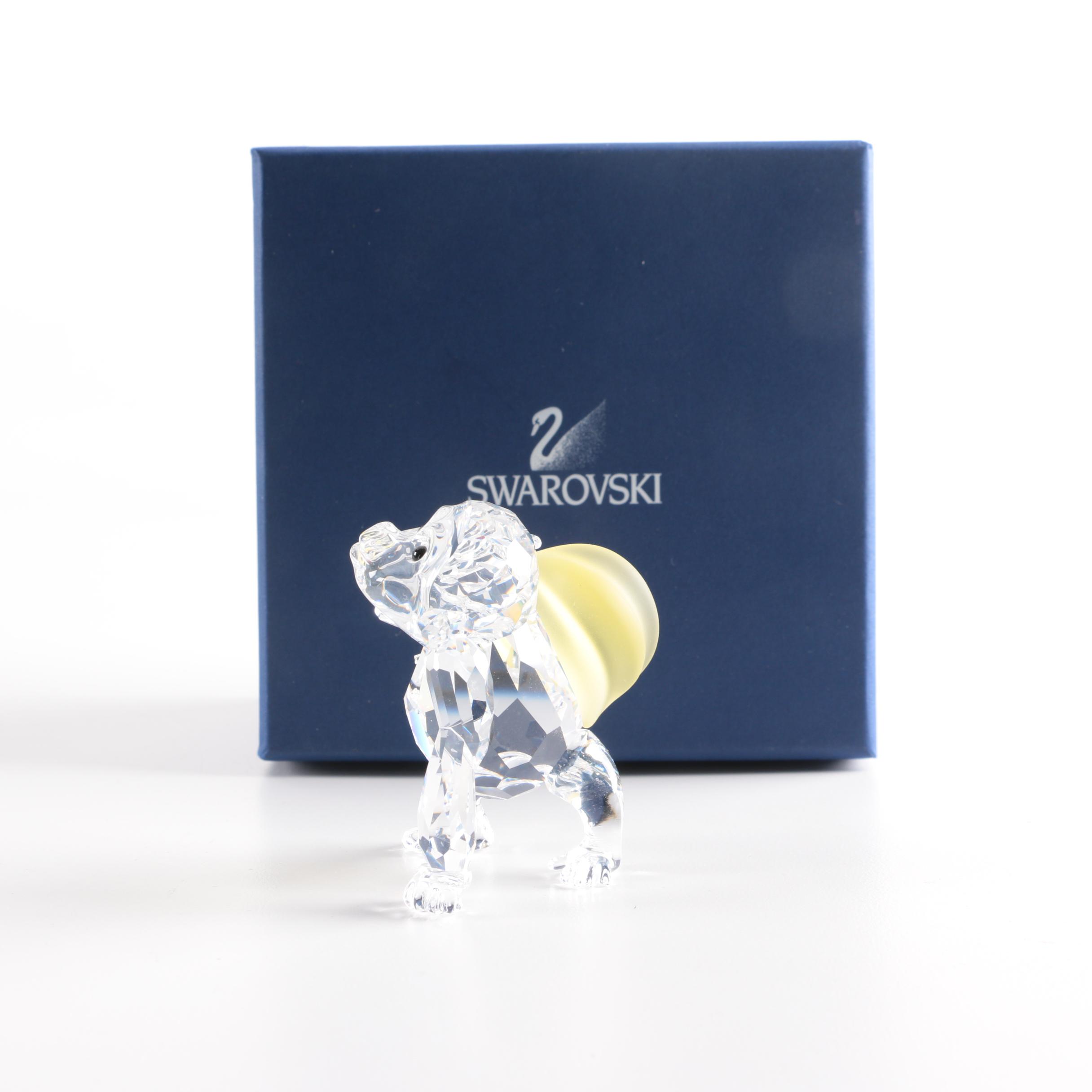 Swarovski Crystal "Young Gorilla" With Bananas Figurine
