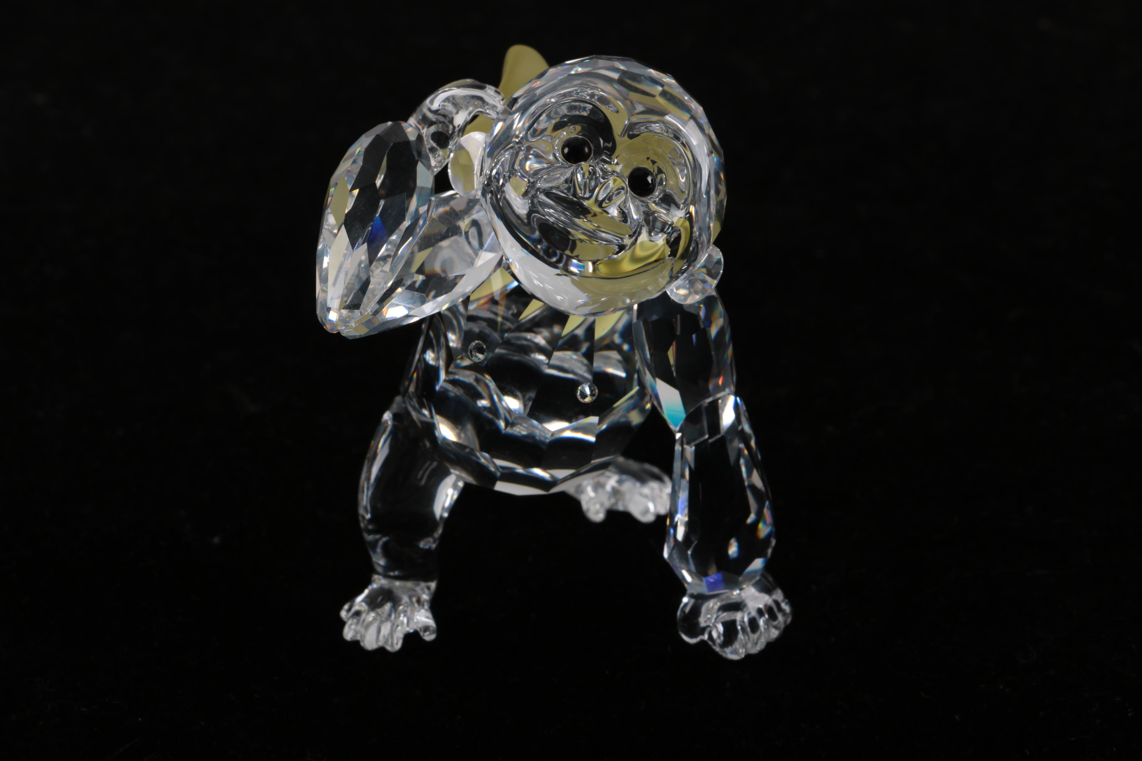 Swarovski Crystal "Young Gorilla" With Bananas Figurine