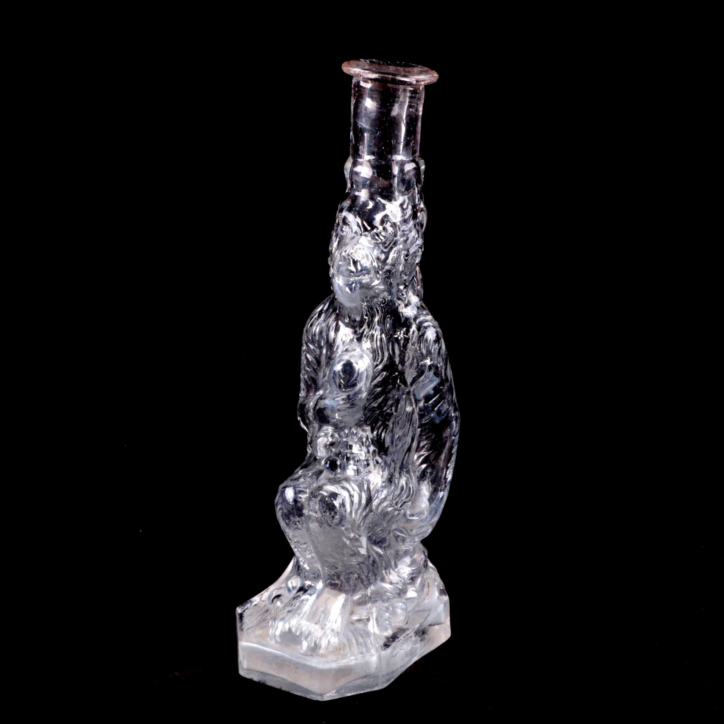 Molded Glass Lion Bottle