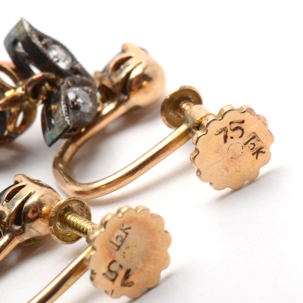 Victorian 14K Yellow Gold Black Star Sapphire Necklace and Coordinating Earrings