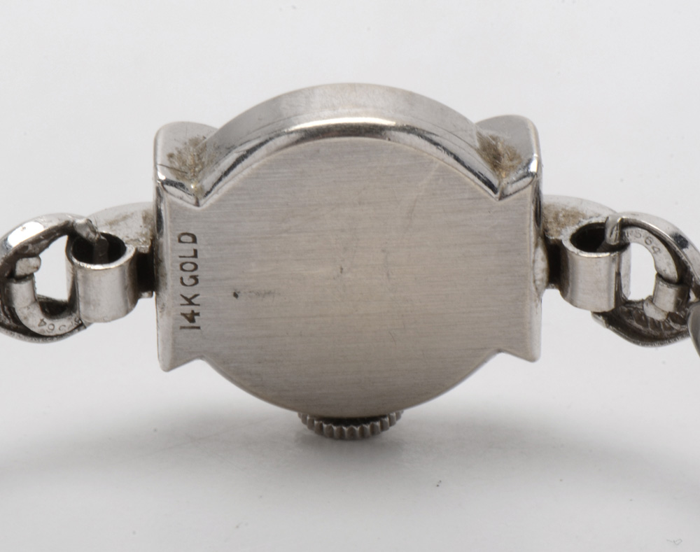 Pair of Vintage Art Deco 14K White Gold Watches with Different Bands