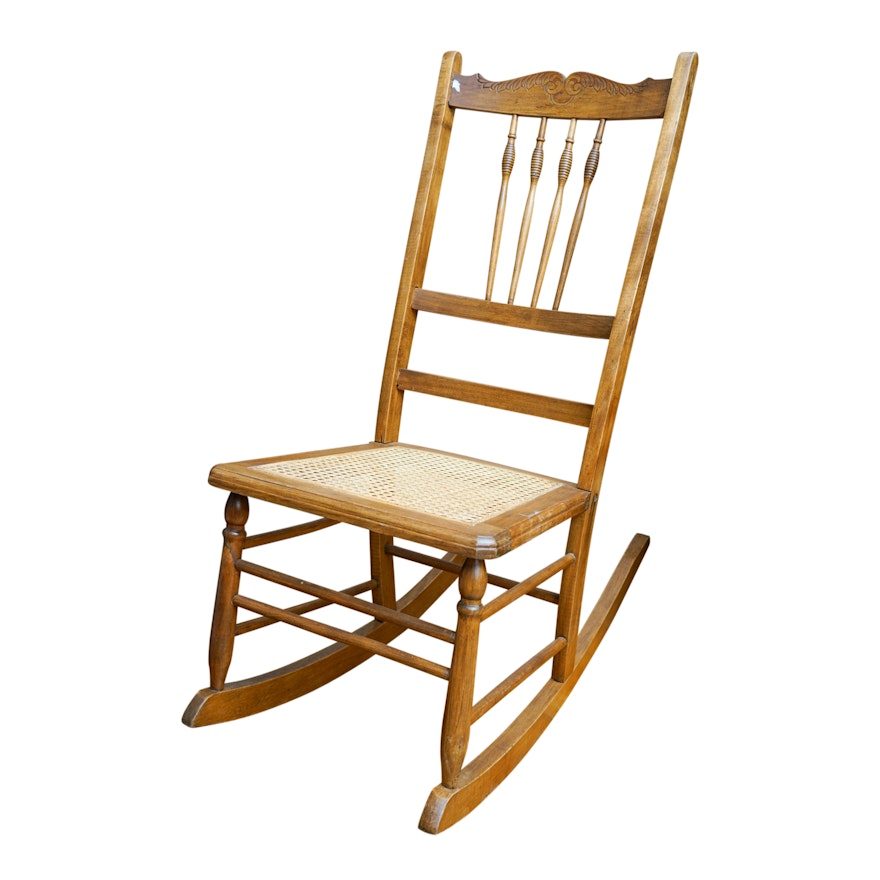 Vintage Caned Seat Rocking Chair