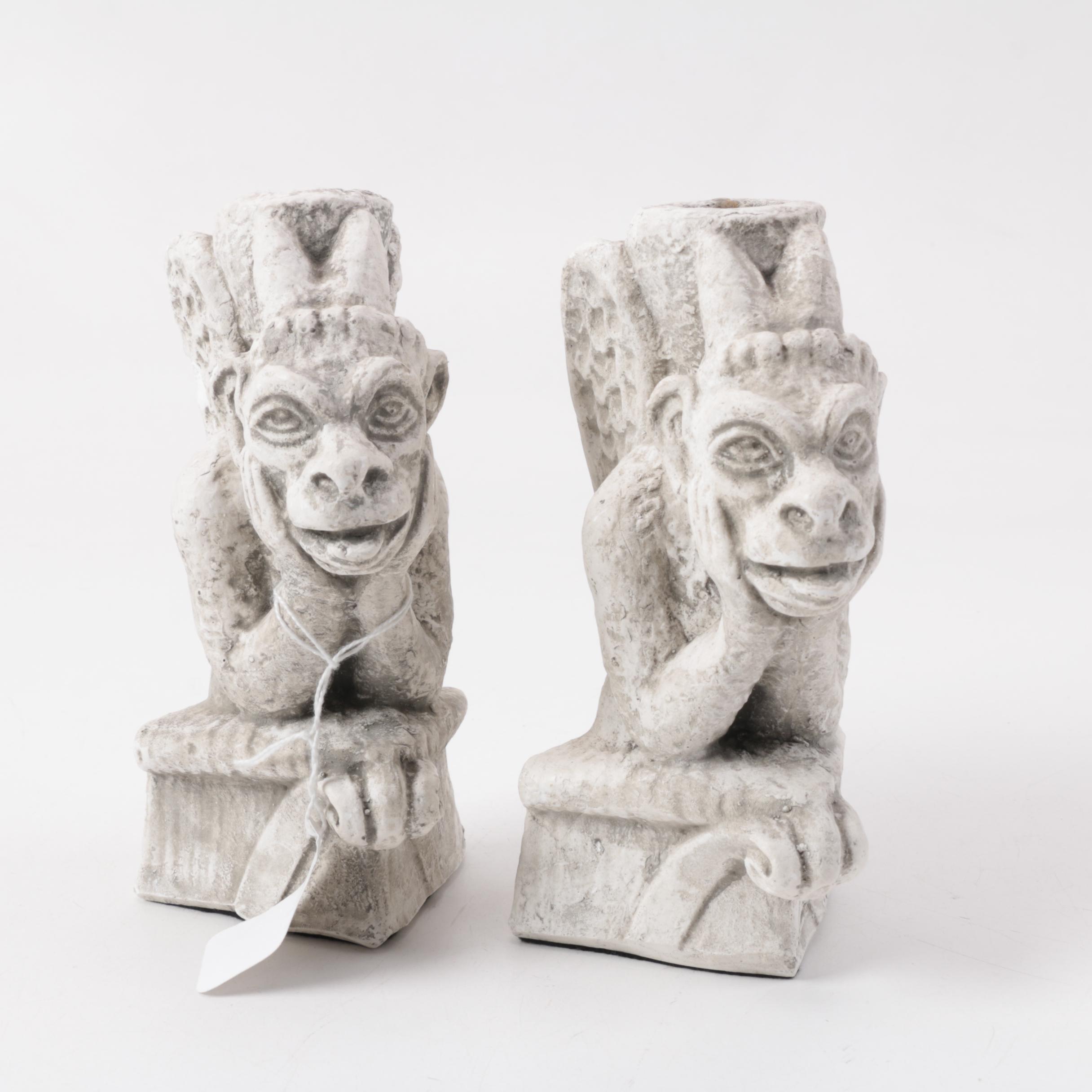 Reproduction Notre Dame Gargoyle Figurines and Candle Holders