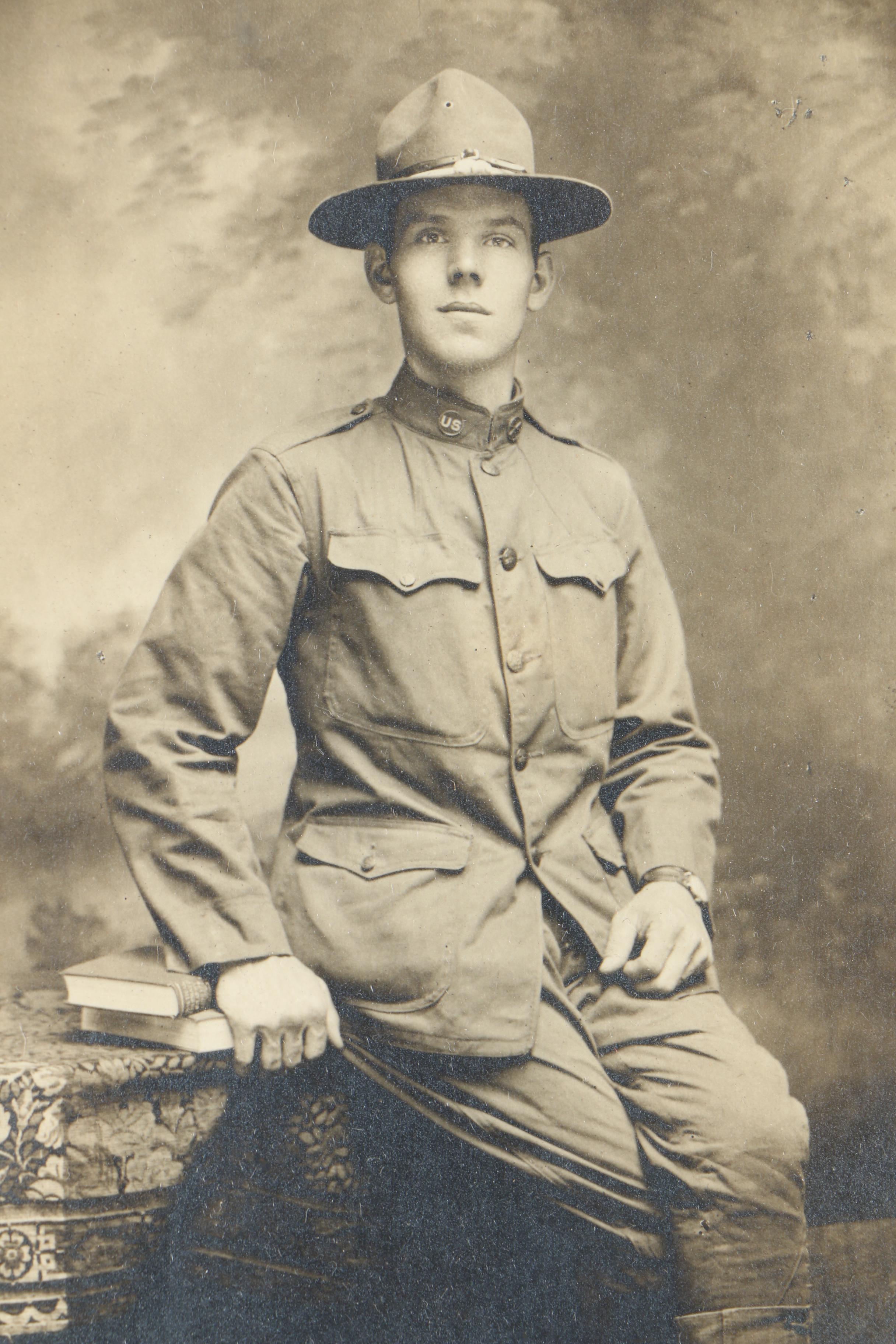 Early 20th Century Gelatin-Silver Portrait of Soldier