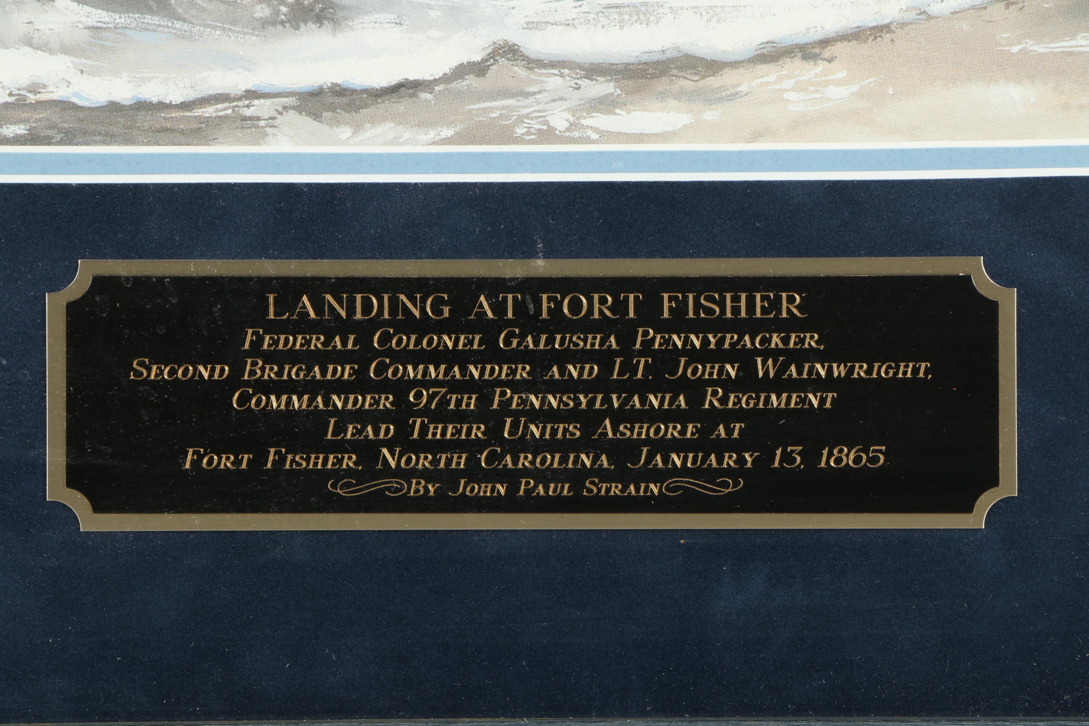 John Paul Strain Artist's Proof Offset Lithograph "Landing at Fort Fisher"