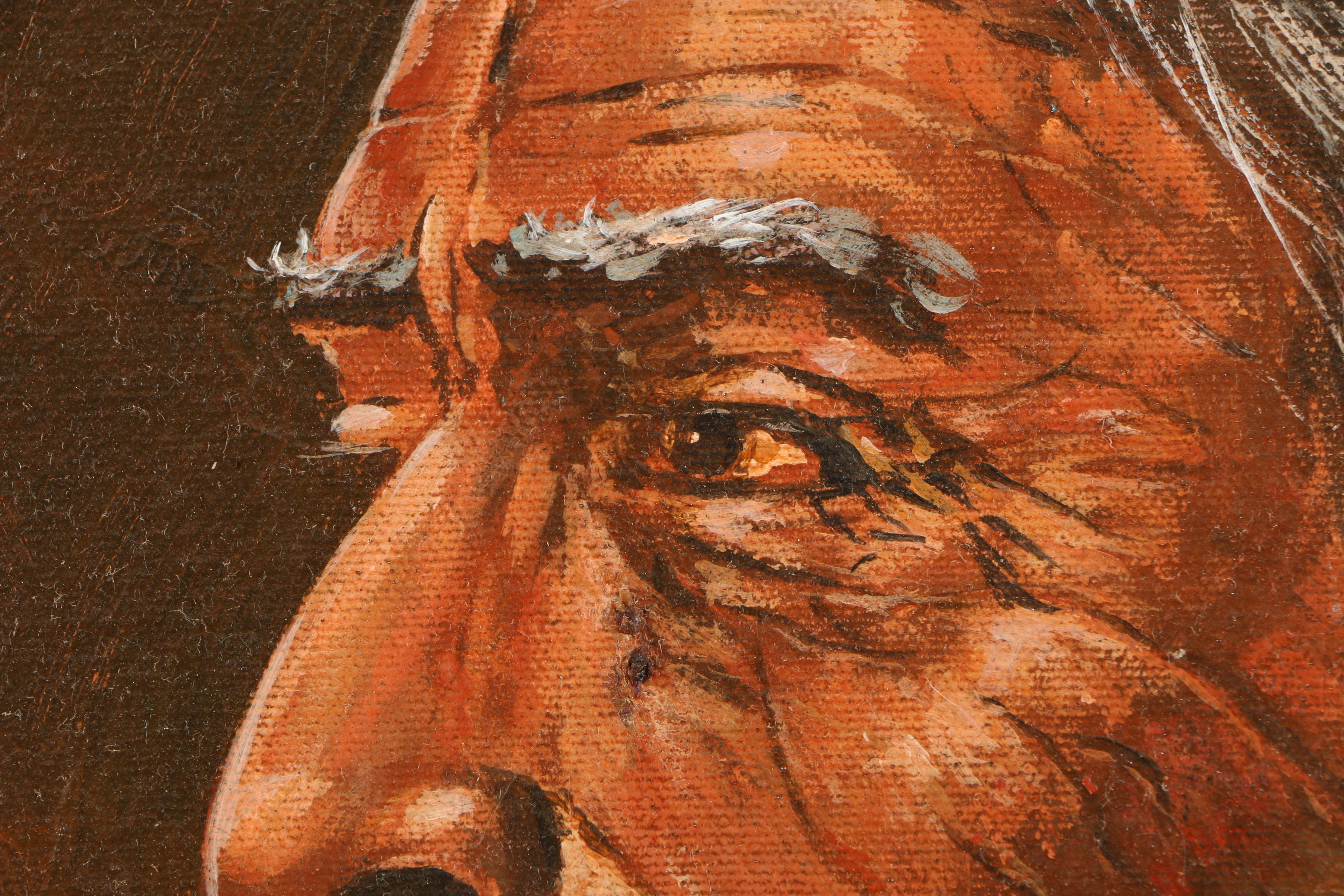 Tom J. Dooley Oil Painting of Man in Native American Attire