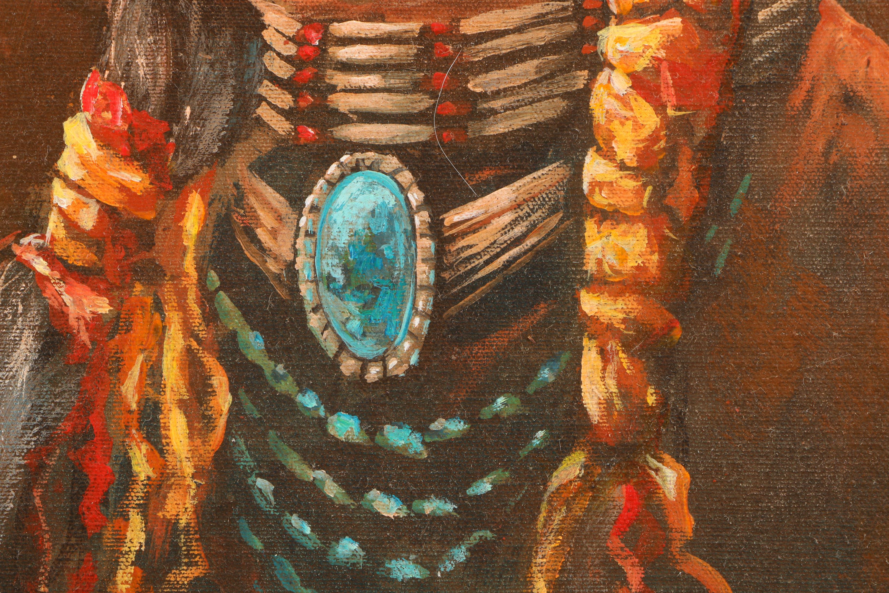 Tom J. Dooley Oil Painting of Man in Native American Attire