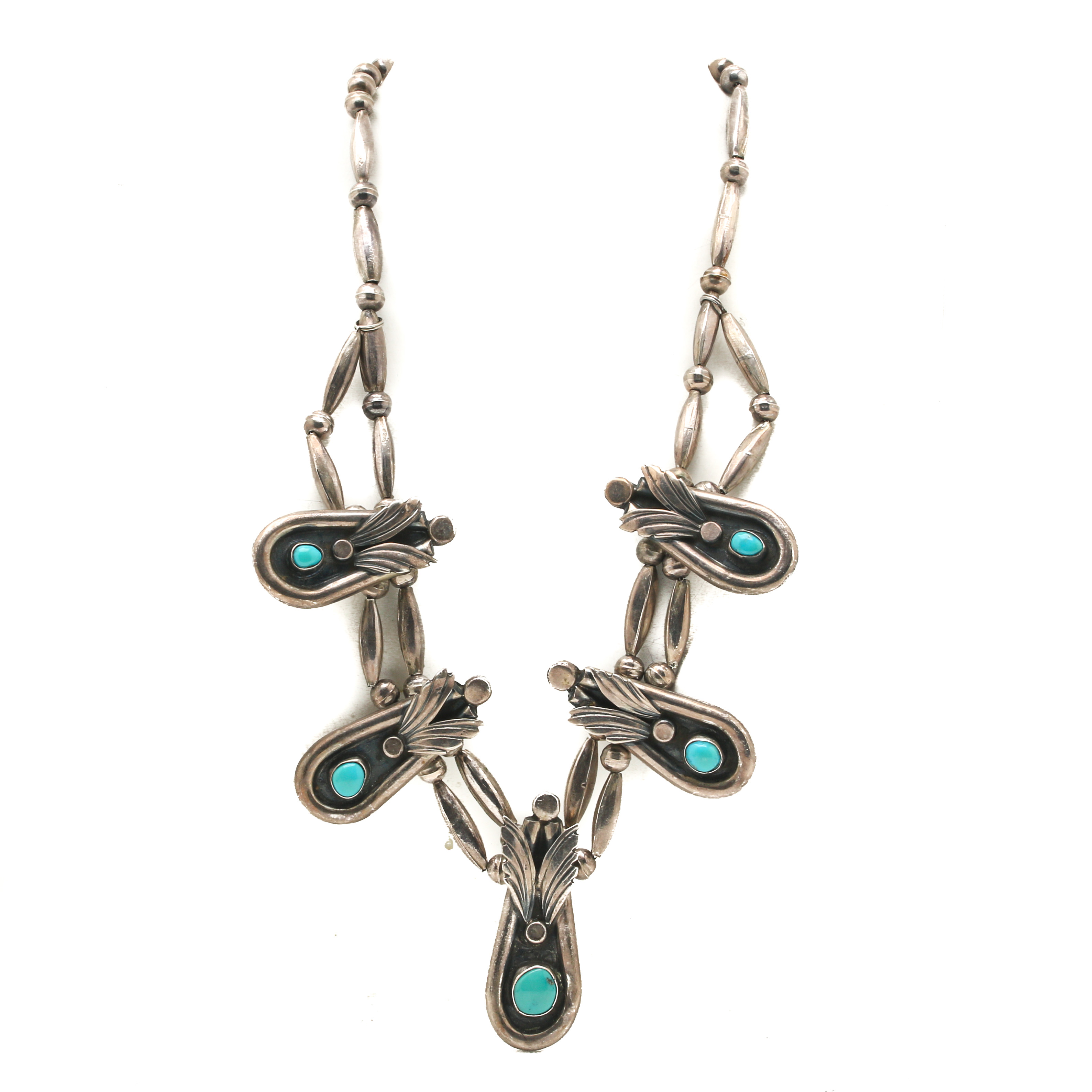 Harry Plummer Navajo Native American Sterling Silver Turquoise Necklace