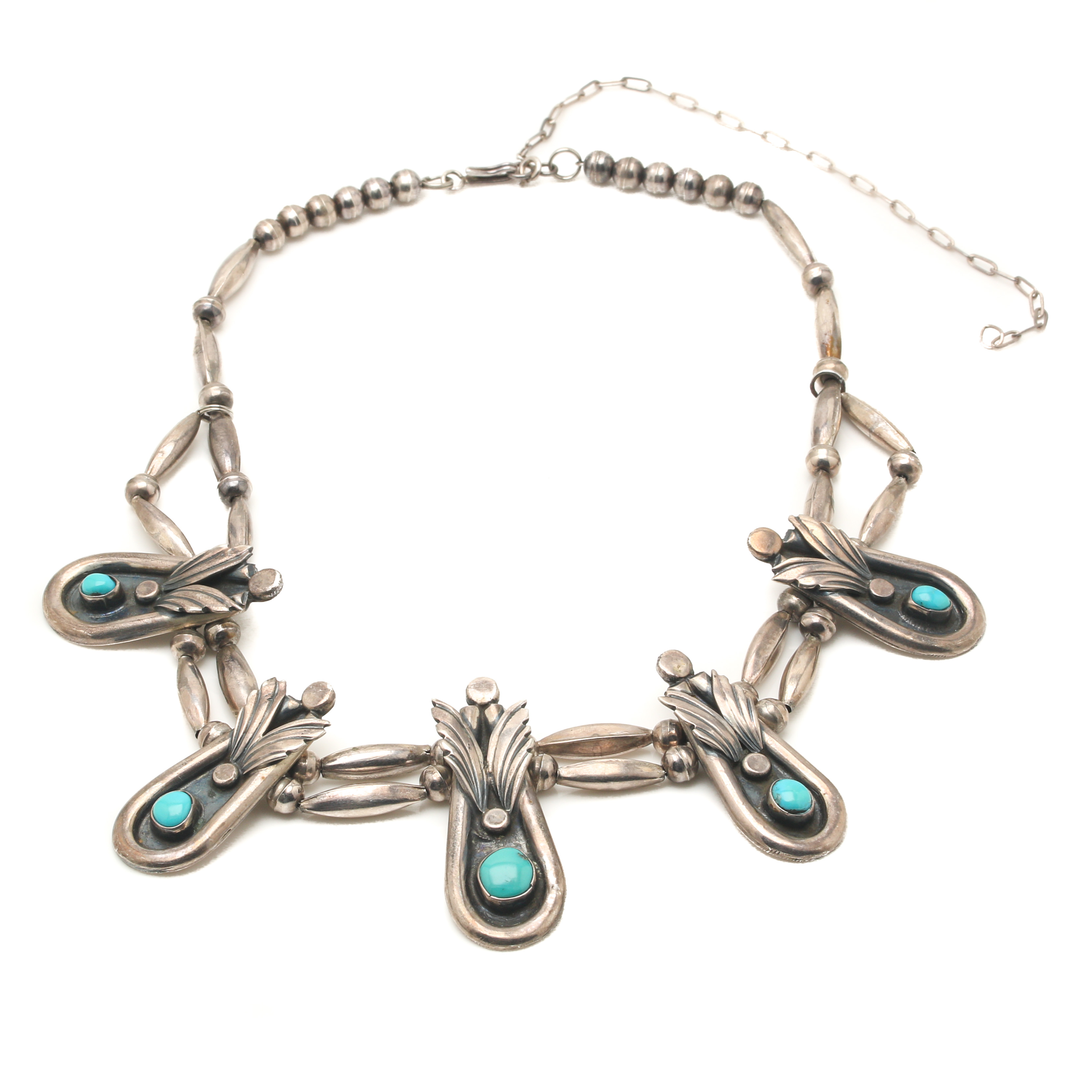Harry Plummer Navajo Native American Sterling Silver Turquoise Necklace
