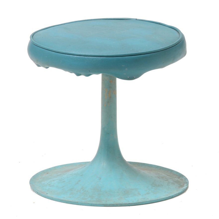 Mid Century Modern Turquoise Tulip Stool by Thinline