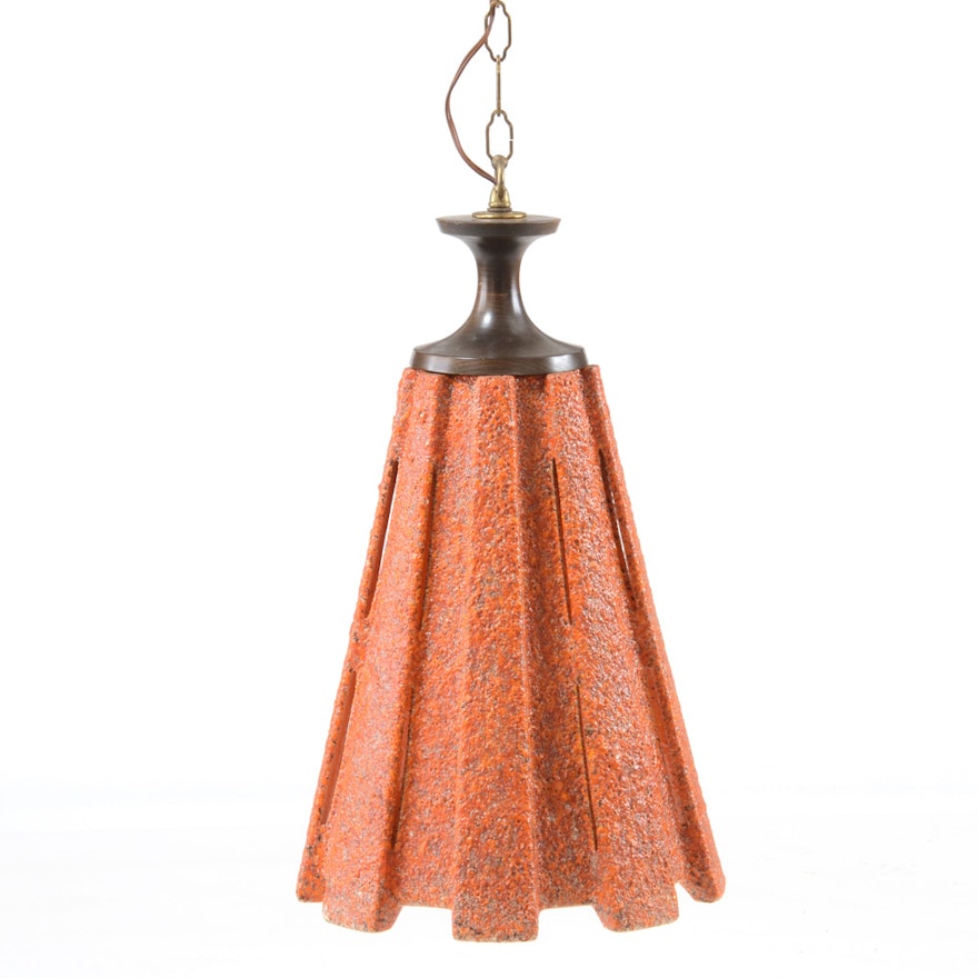 Mid Century Modern Orange Ceramic Pendant Light