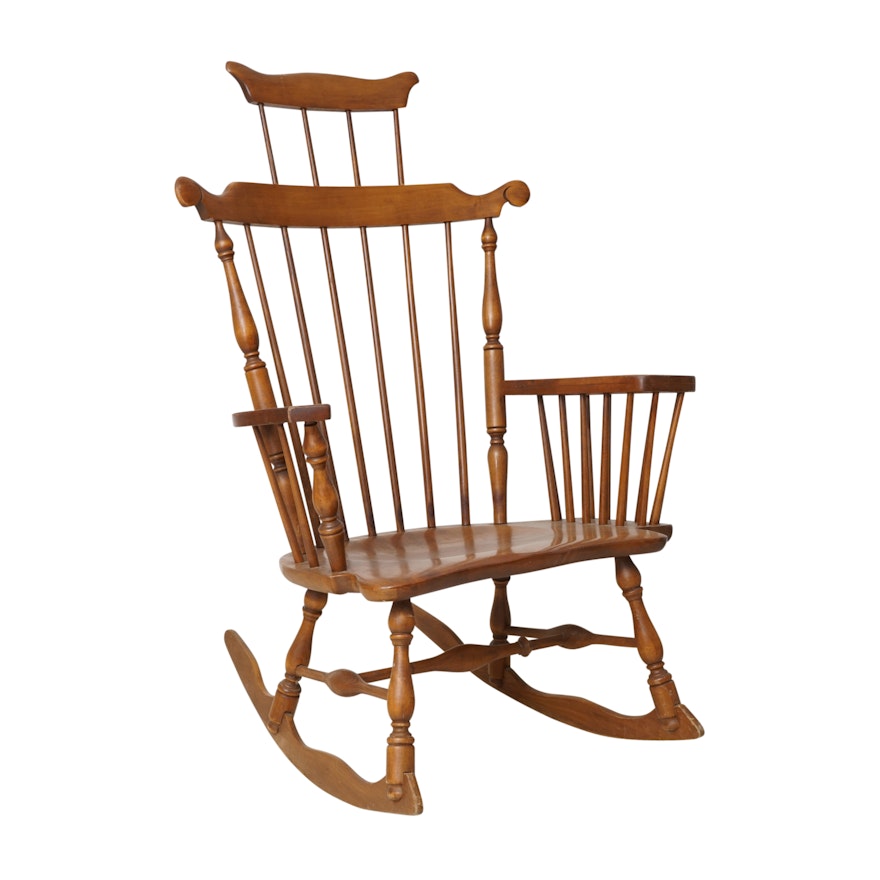 Maple Comb-Back Windsor Rocking Chair with Storage