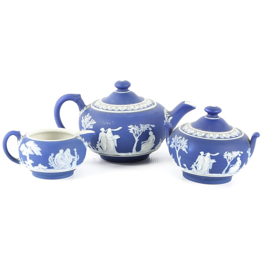 Wedgwood Cobalt Blue Jasperware Tea Set