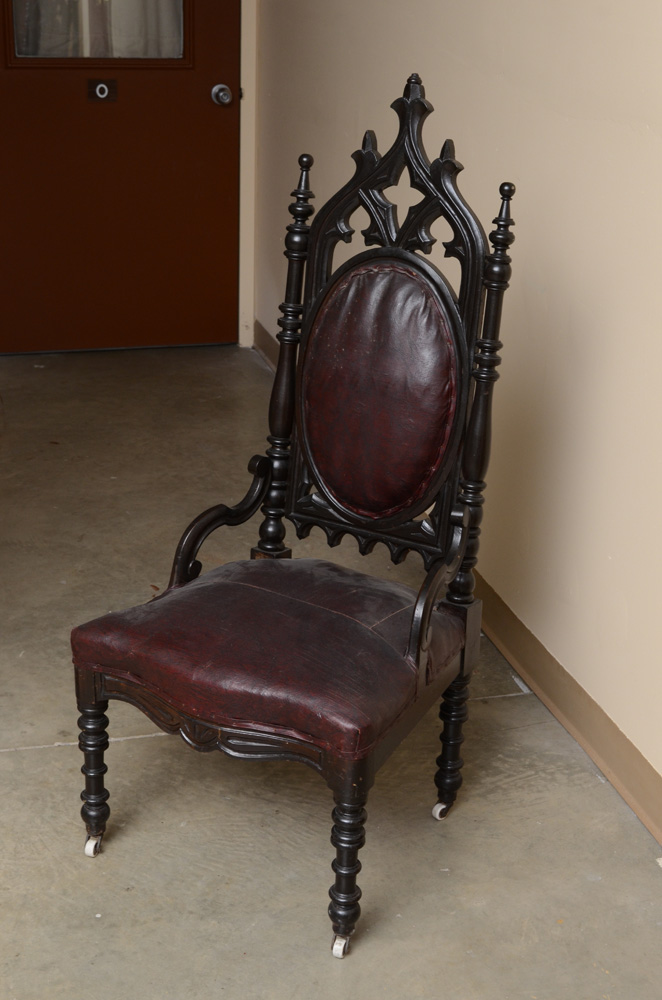 Antique Victorian Gothic Revival Side Chair, Circa Third Quarter 19th Century