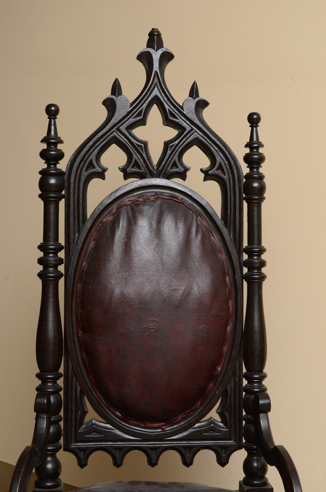 Antique Victorian Gothic Revival Side Chair, Circa Third Quarter 19th Century