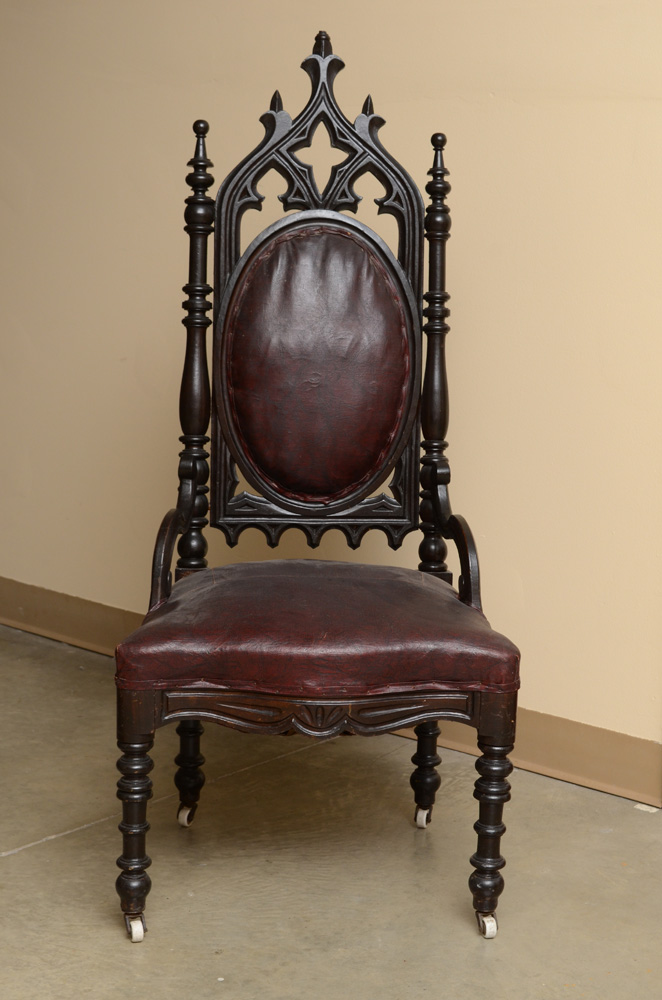 Antique Victorian Gothic Revival Side Chair, Circa Third Quarter 19th Century