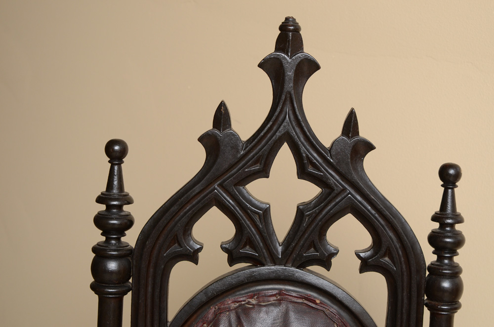 Antique Victorian Gothic Revival Side Chair, Circa Third Quarter 19th Century