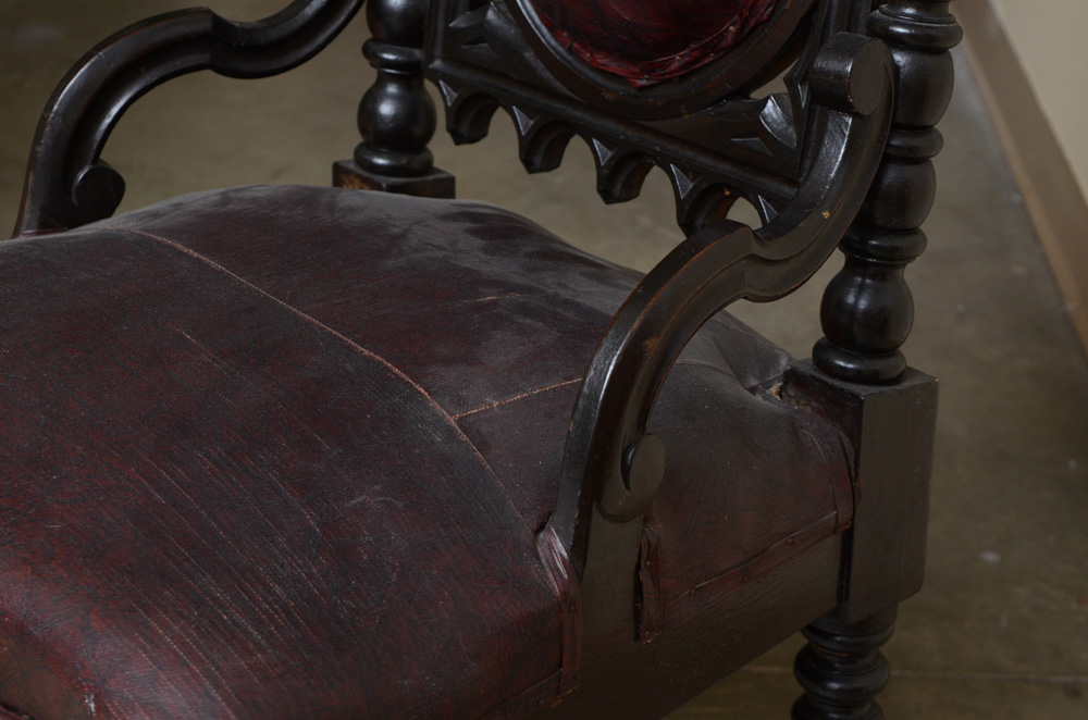 Antique Victorian Gothic Revival Side Chair, Circa Third Quarter 19th Century