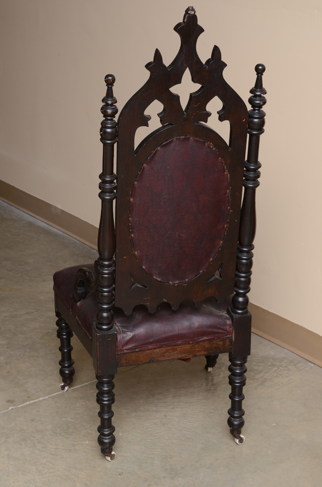 Antique Victorian Gothic Revival Side Chair, Circa Third Quarter 19th Century