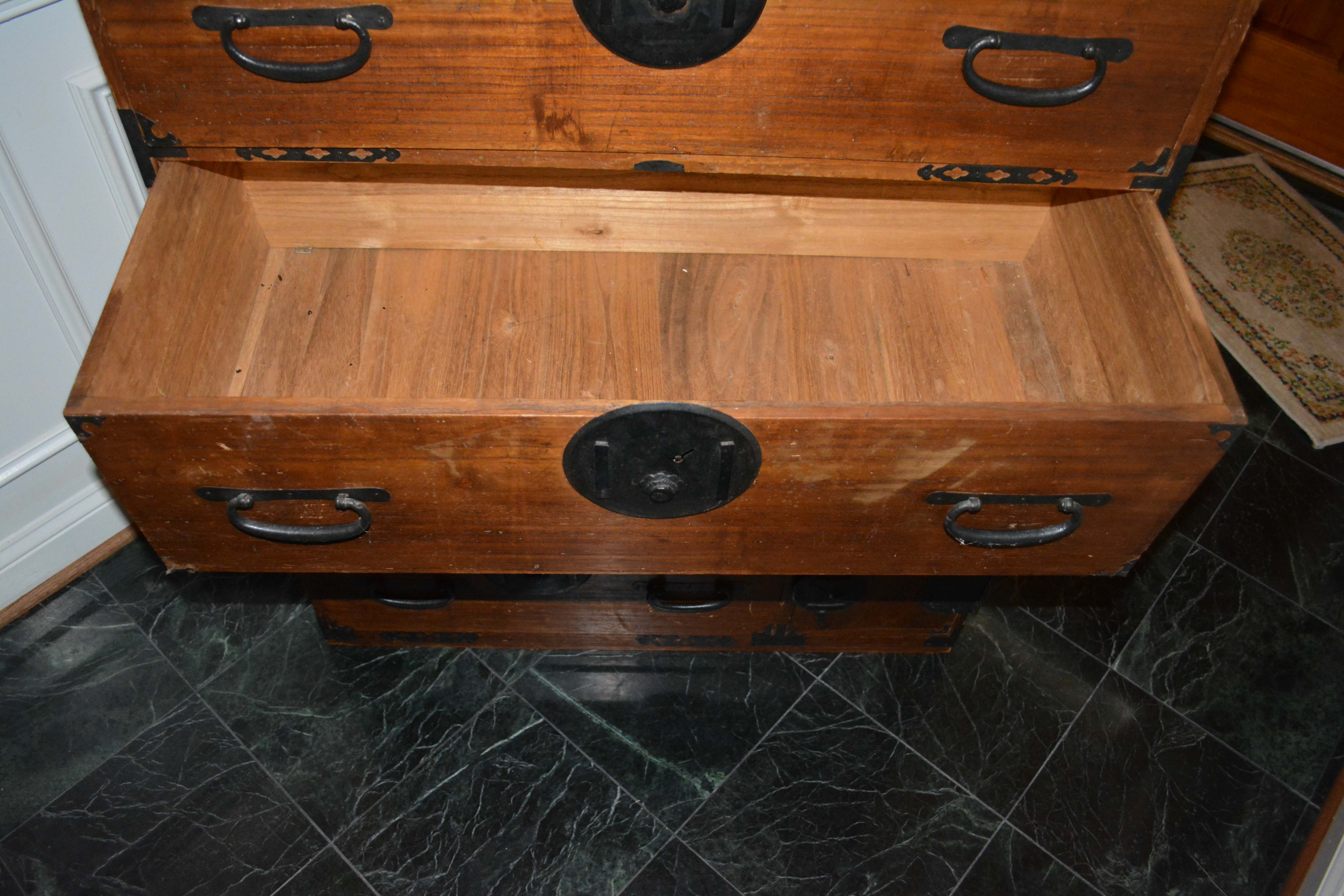 Antique Japanese Stacking Campaign Chests