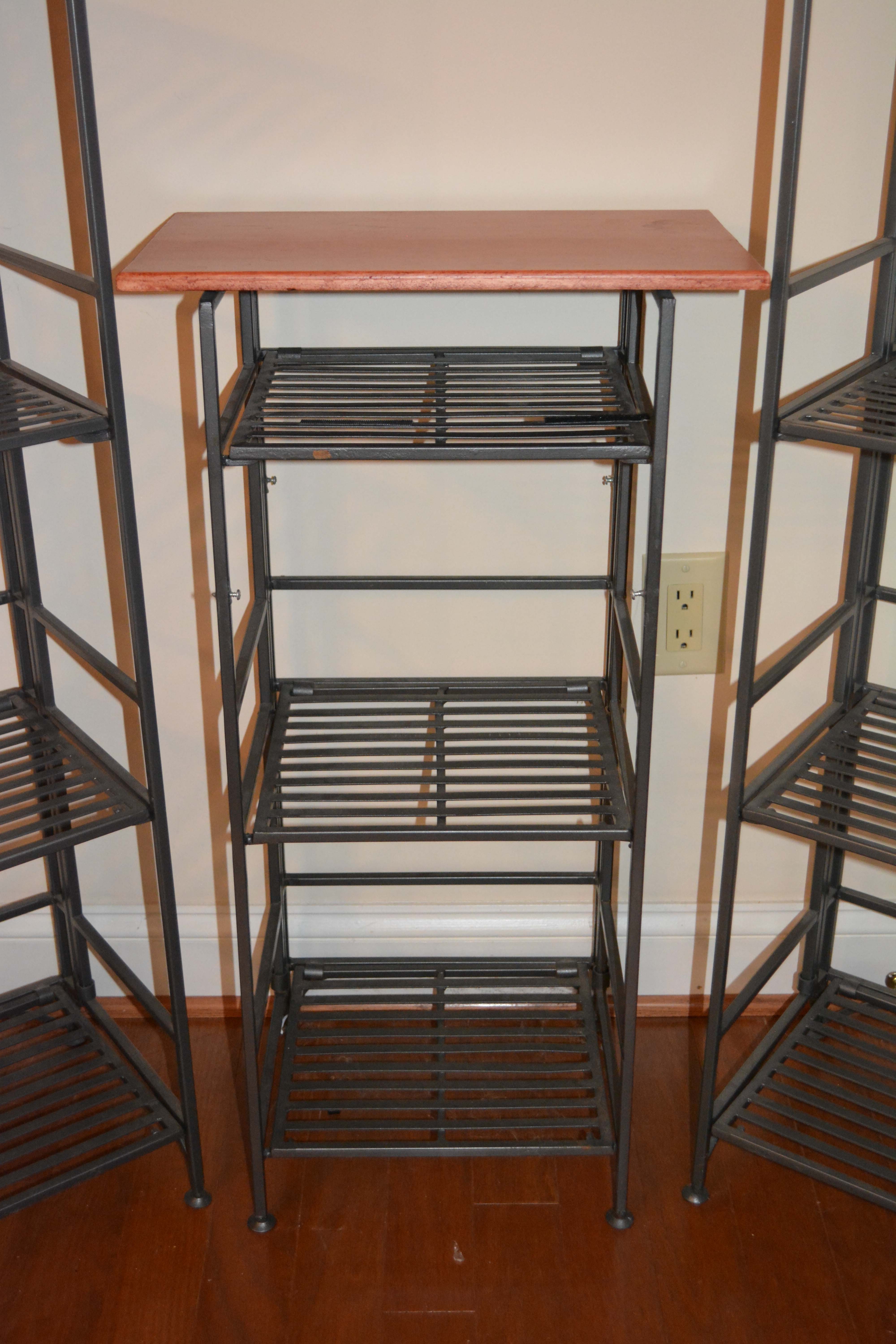 Three Folding Metal Shelving Units