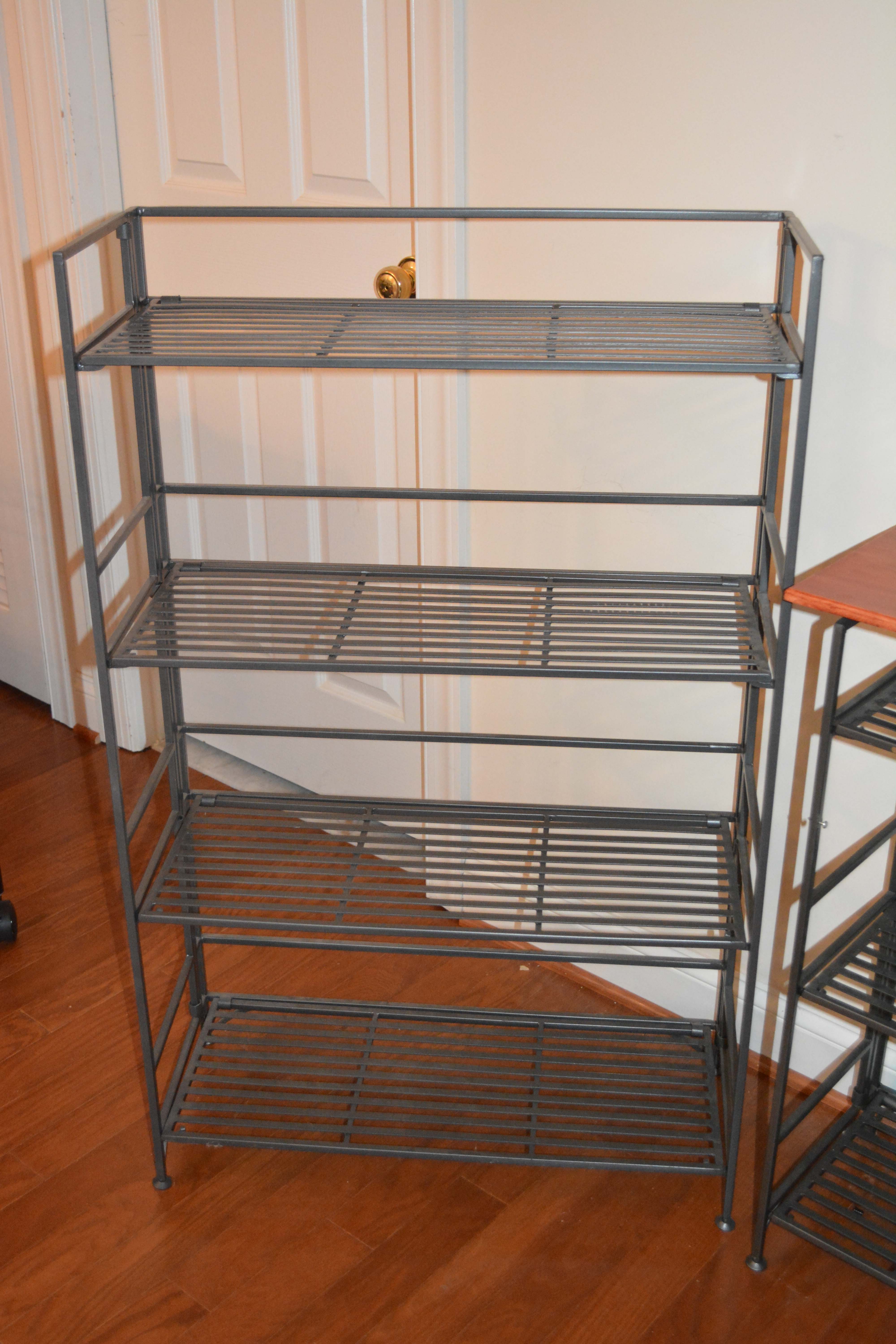 Three Folding Metal Shelving Units