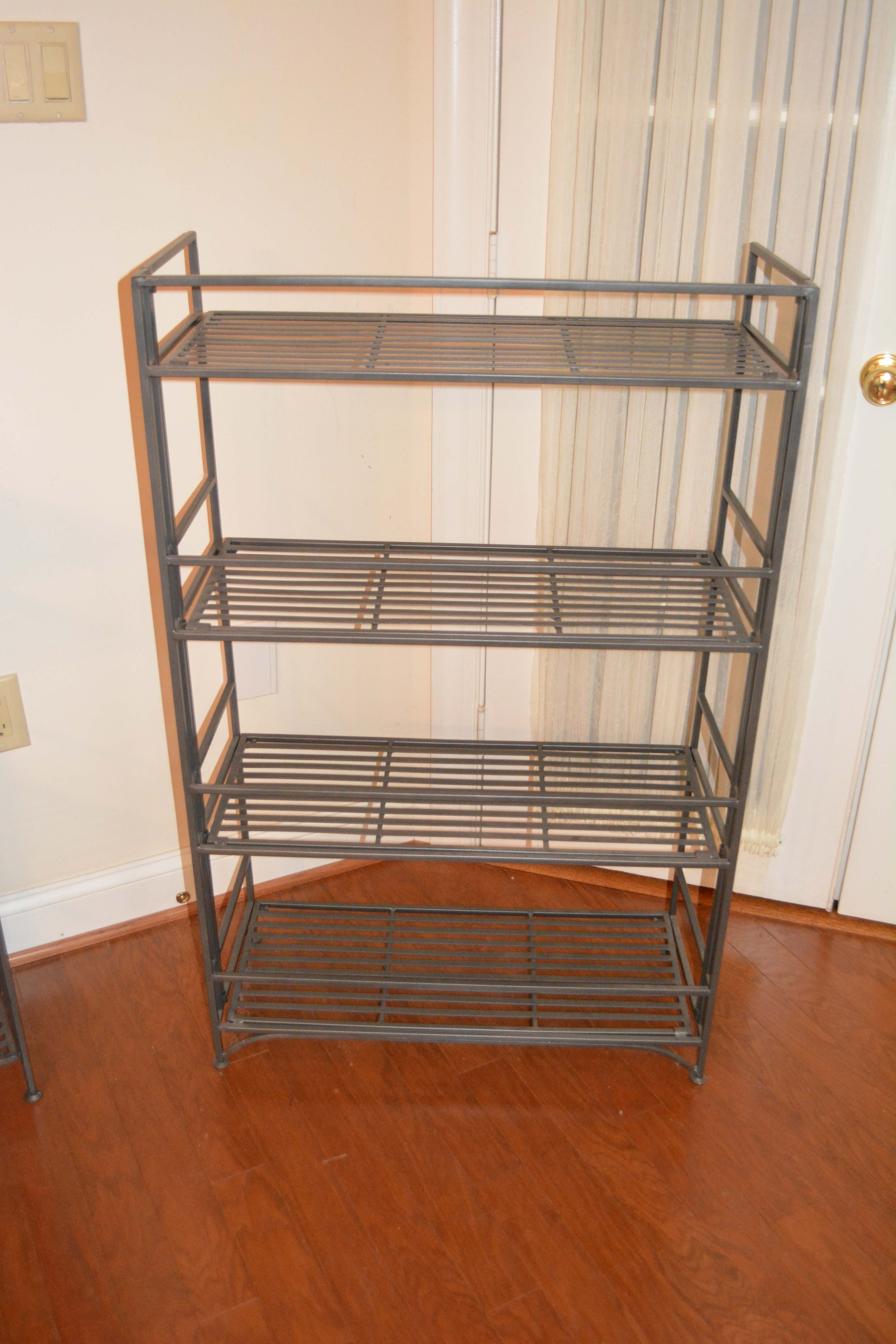 Three Folding Metal Shelving Units