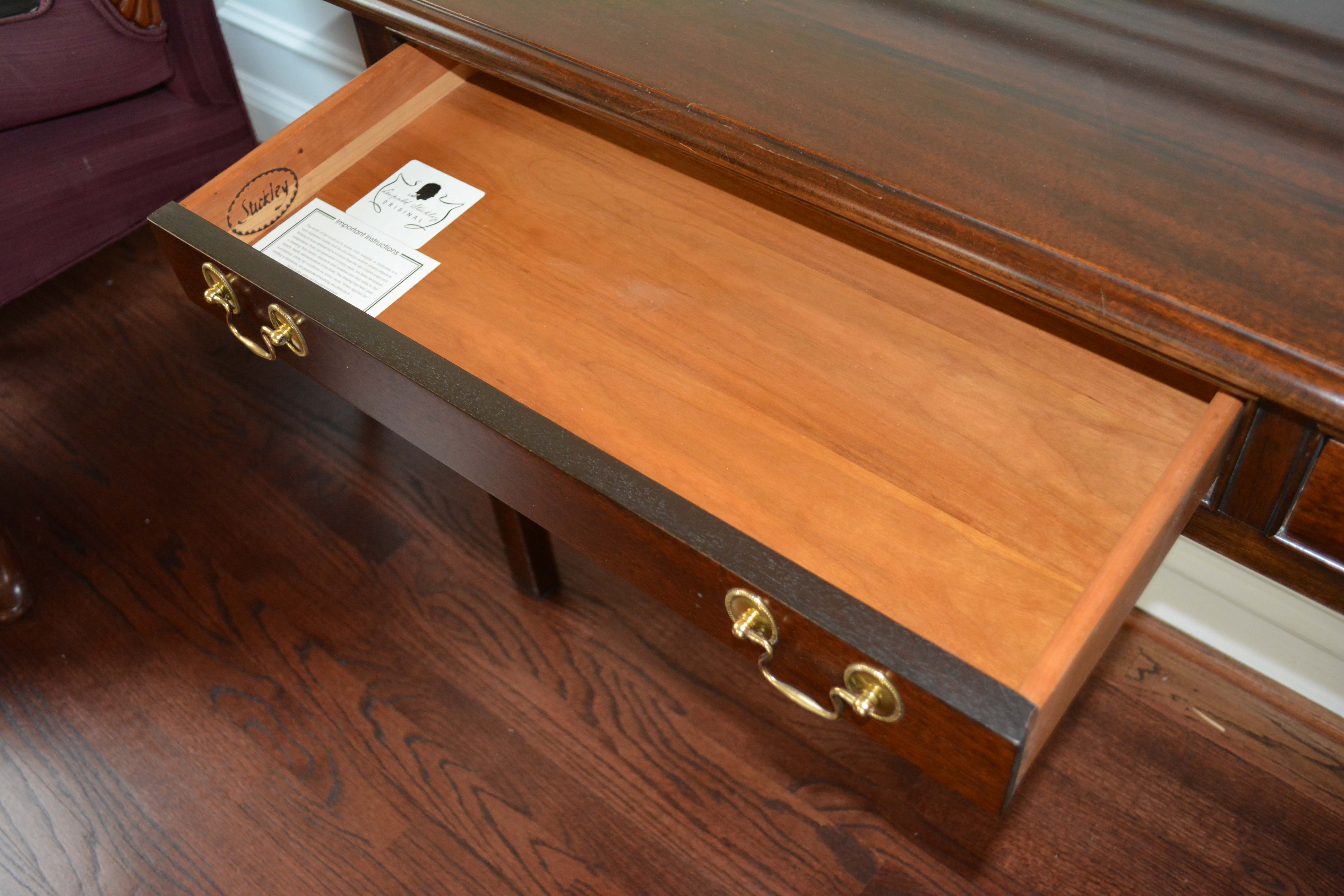 Stickley Federal Style Sofa Table with Stickley Stools