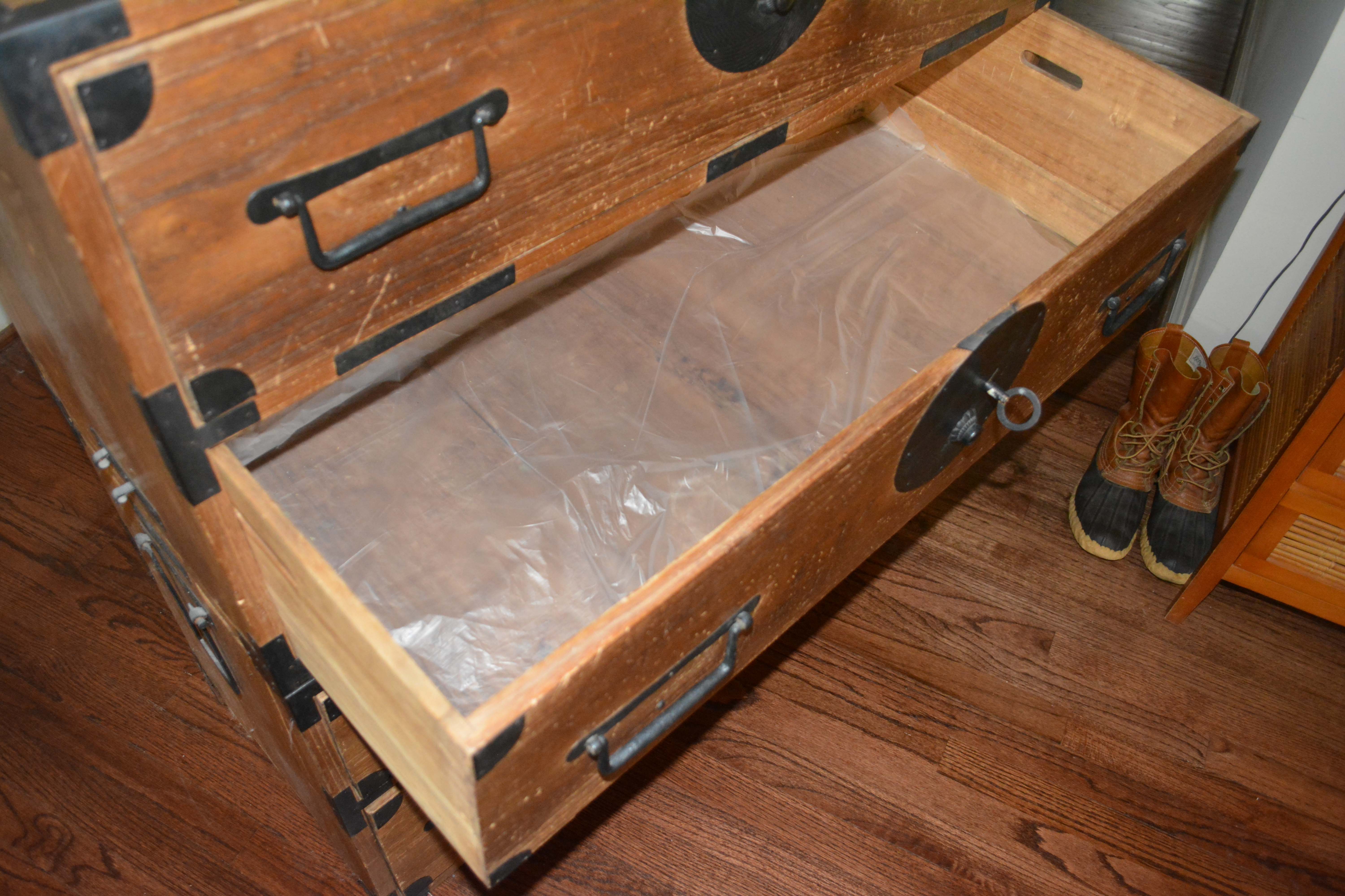 Antique Japanese Stacking Campaign Chests