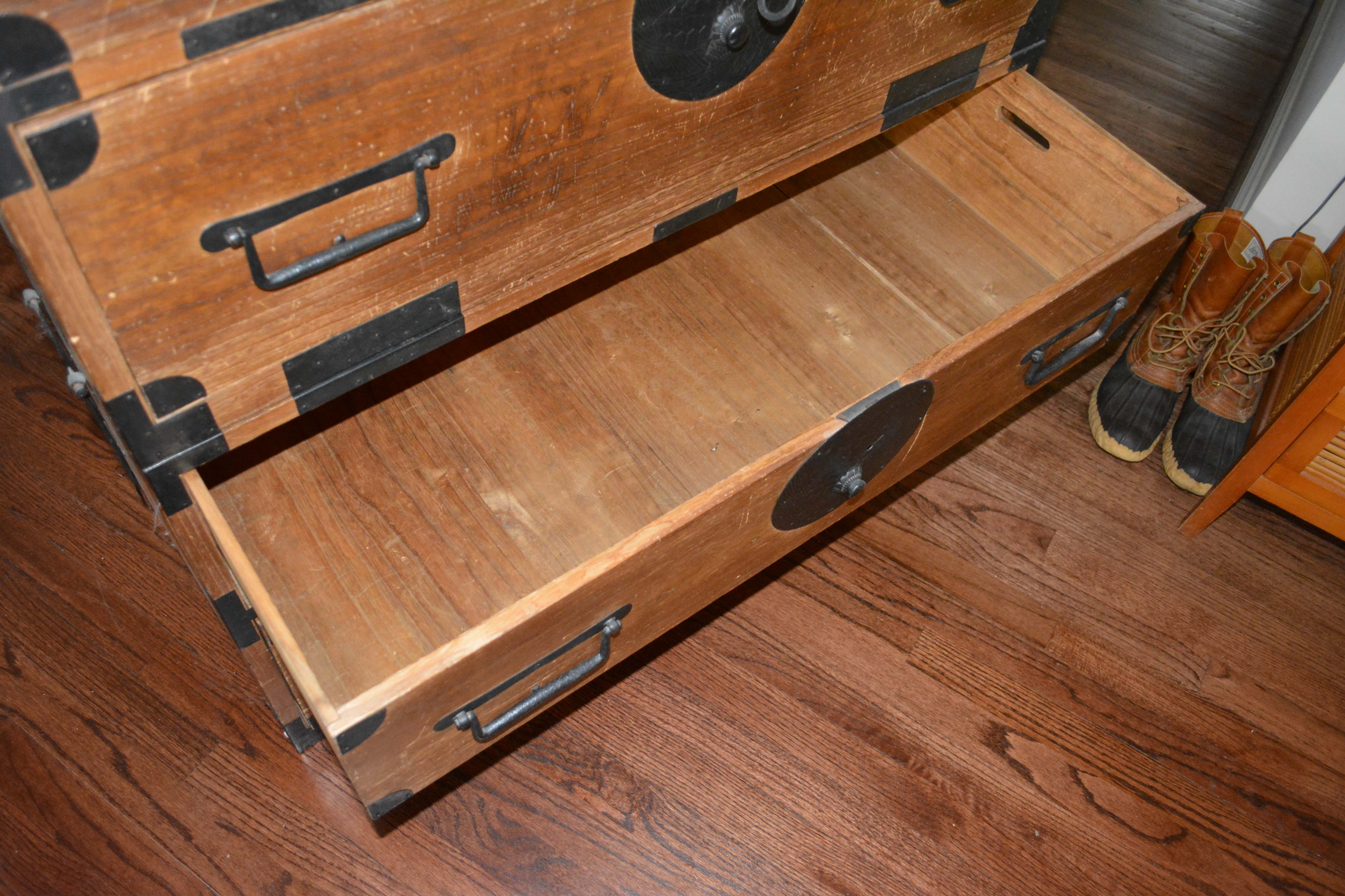 Antique Japanese Stacking Campaign Chests