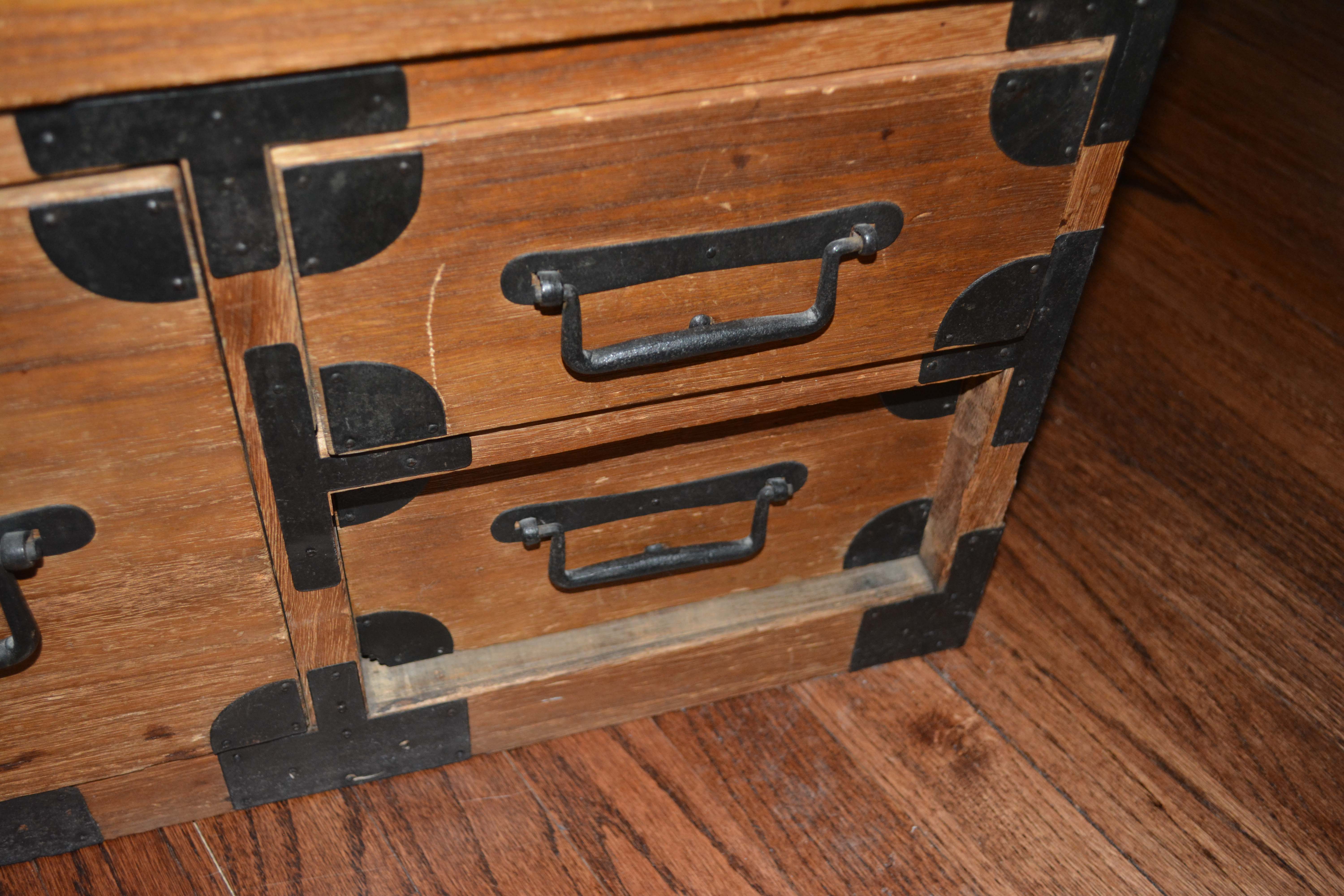 Antique Japanese Stacking Campaign Chests