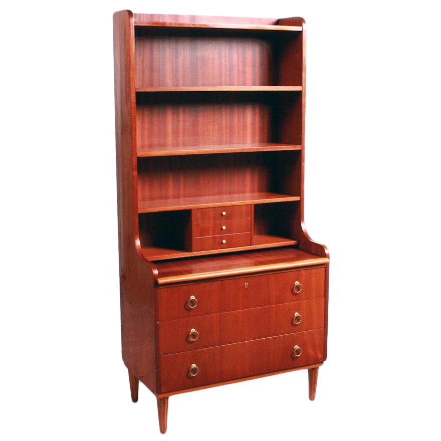 Danish Modern Mahogany Veneered Bookcase Cabinet