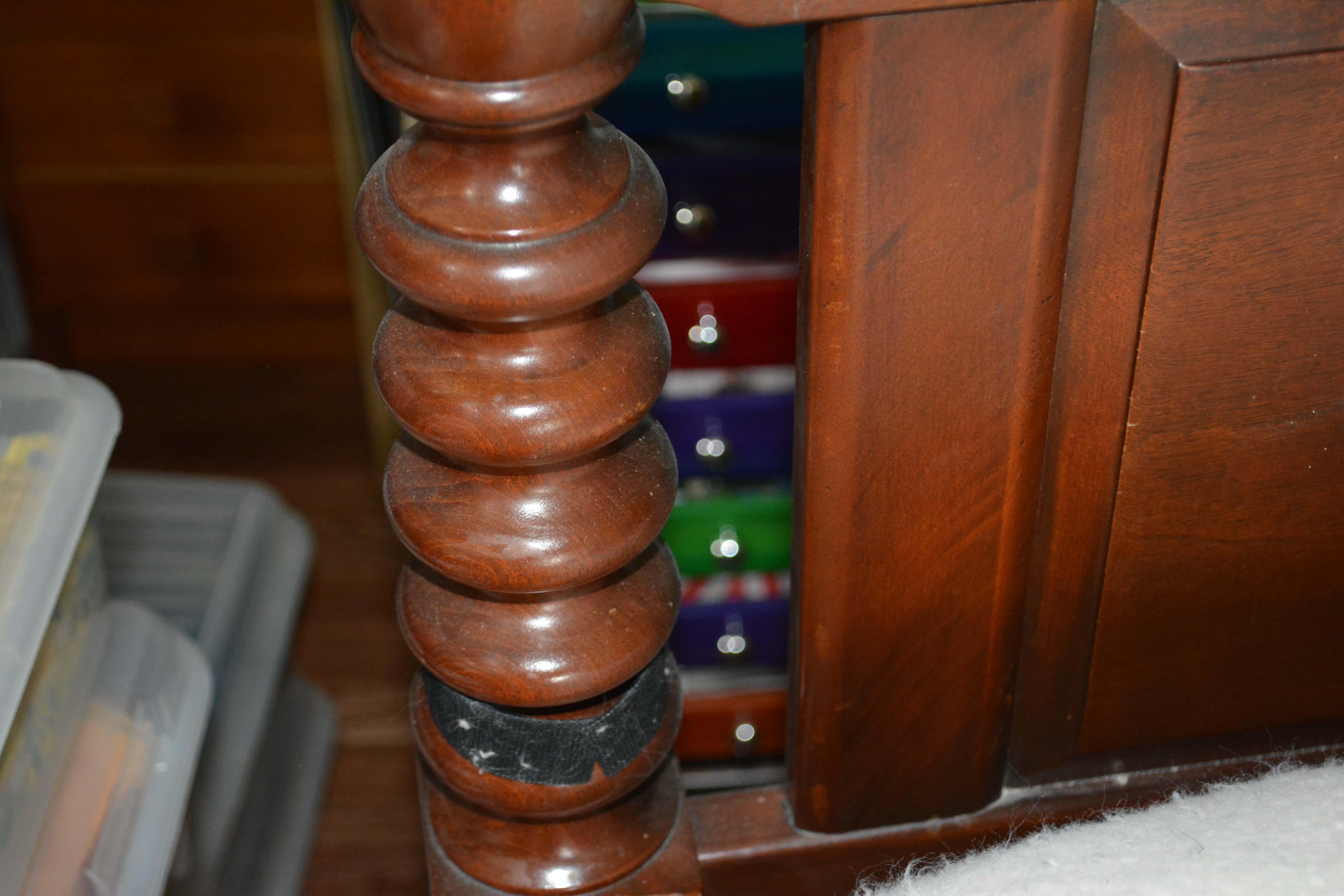 Vintage Mahogany Twin Spool Bed Frame