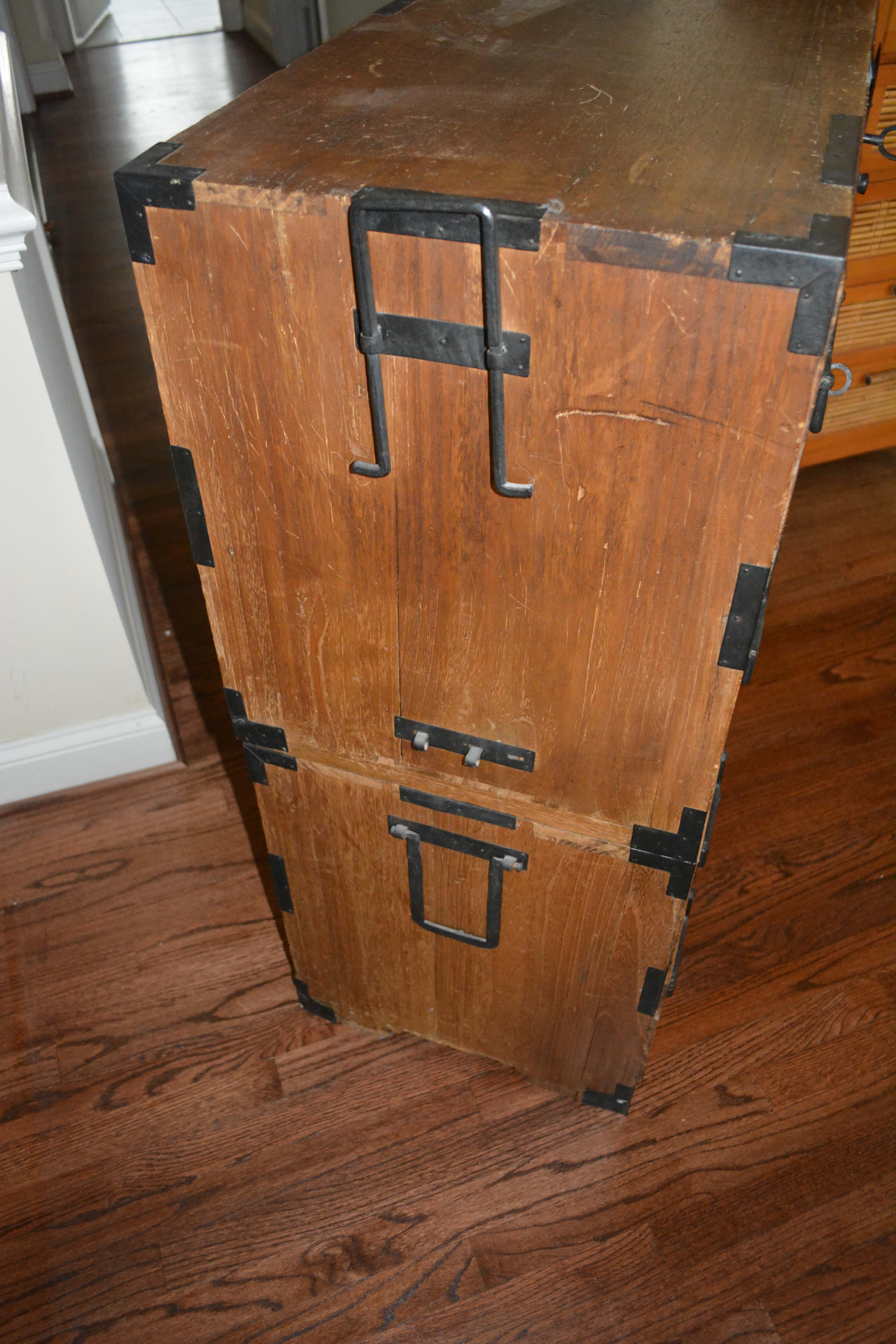 Antique Japanese Stacking Campaign Chests