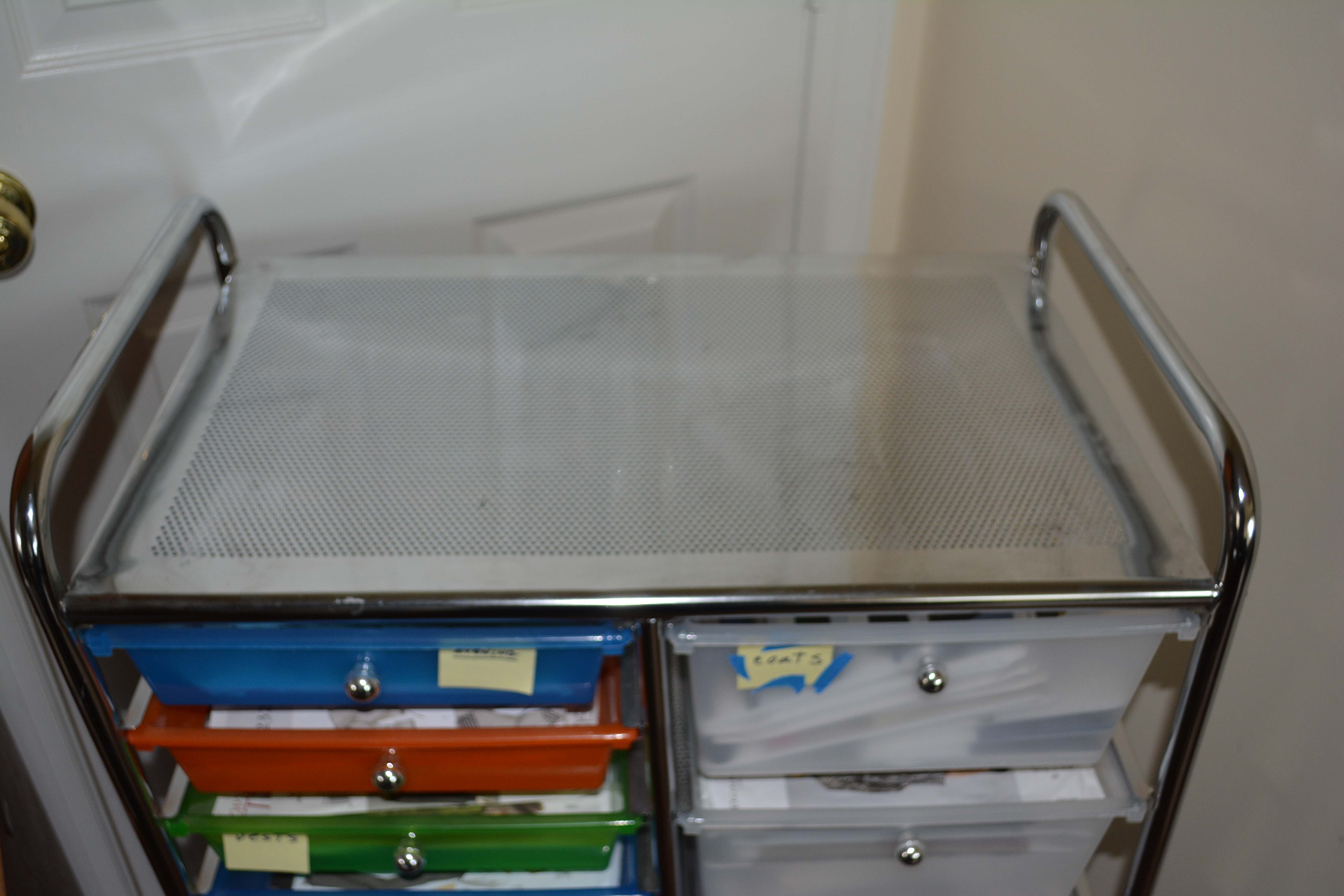 Rolling Storage Cart with Dress Patterns