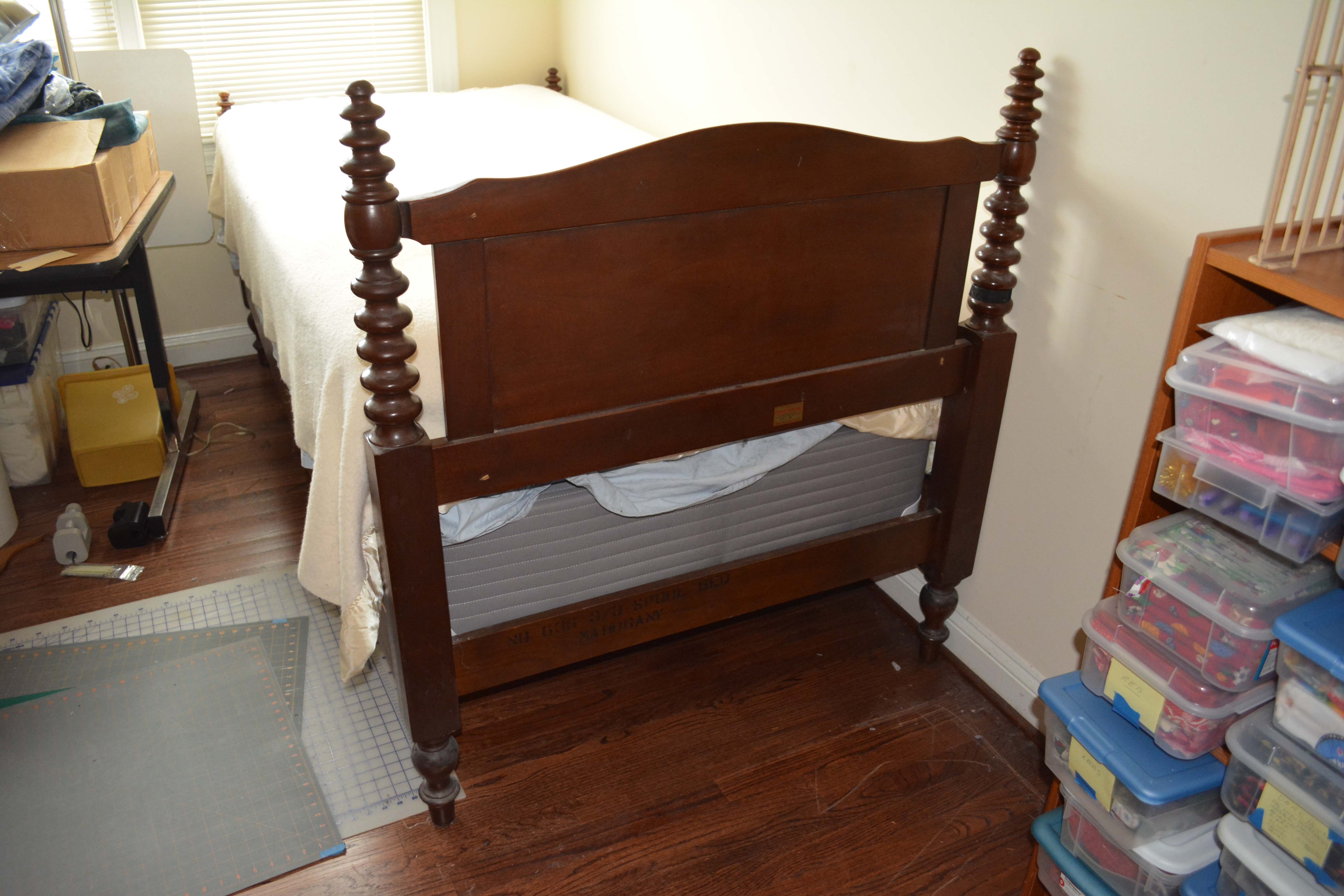 Vintage Mahogany Twin Spool Bed Frame