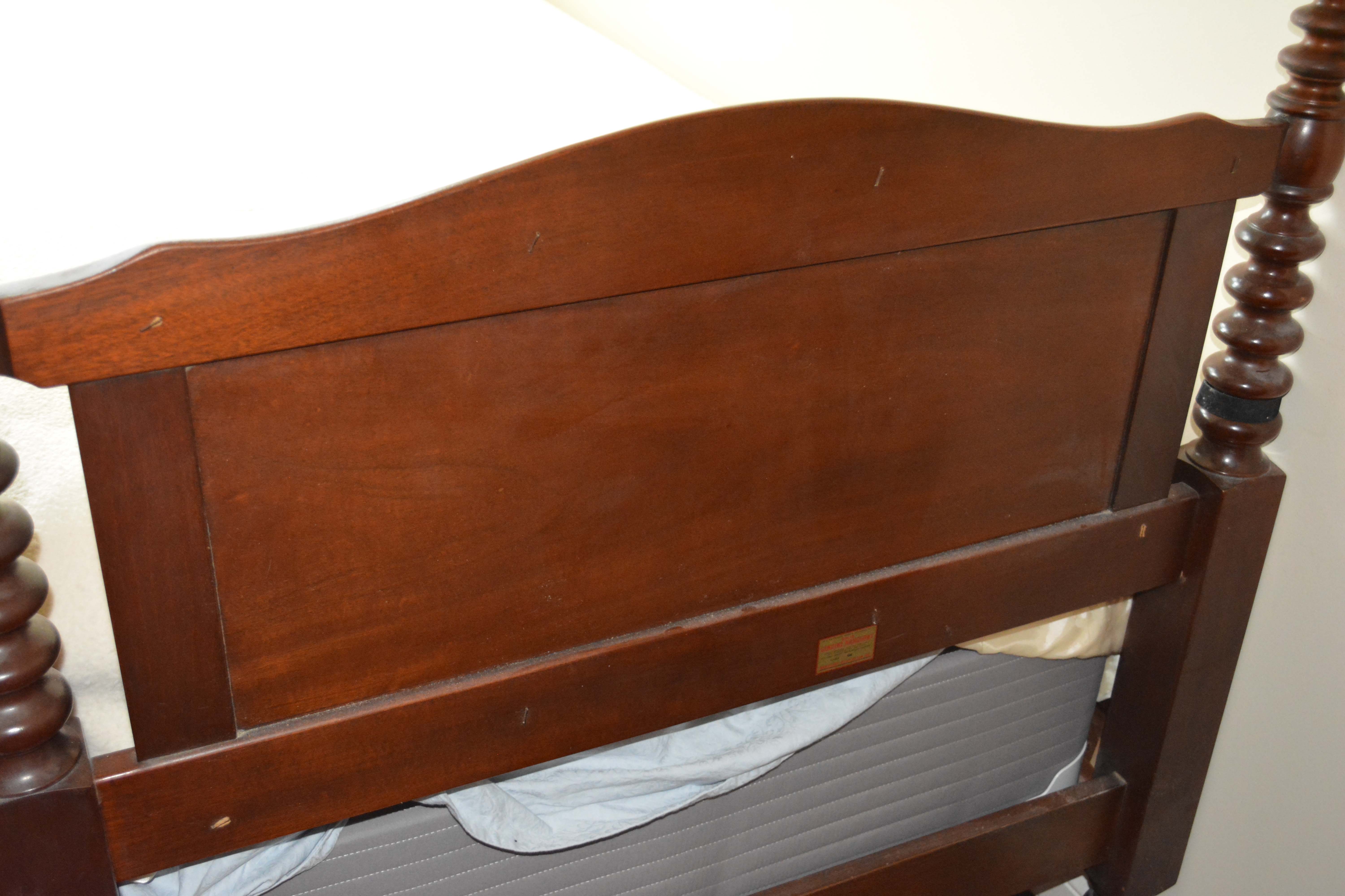 Vintage Mahogany Twin Spool Bed Frame