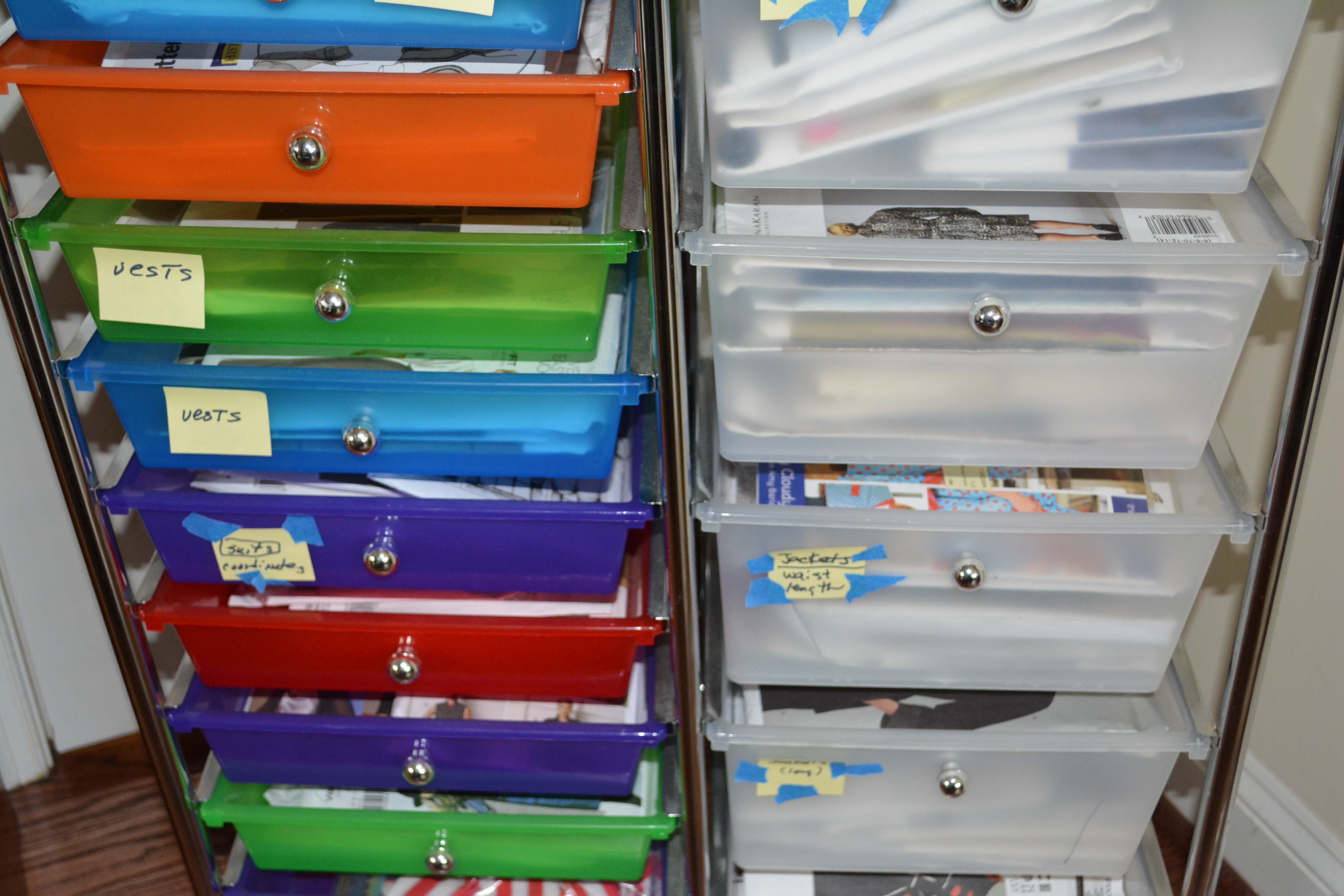 Rolling Storage Cart with Dress Patterns
