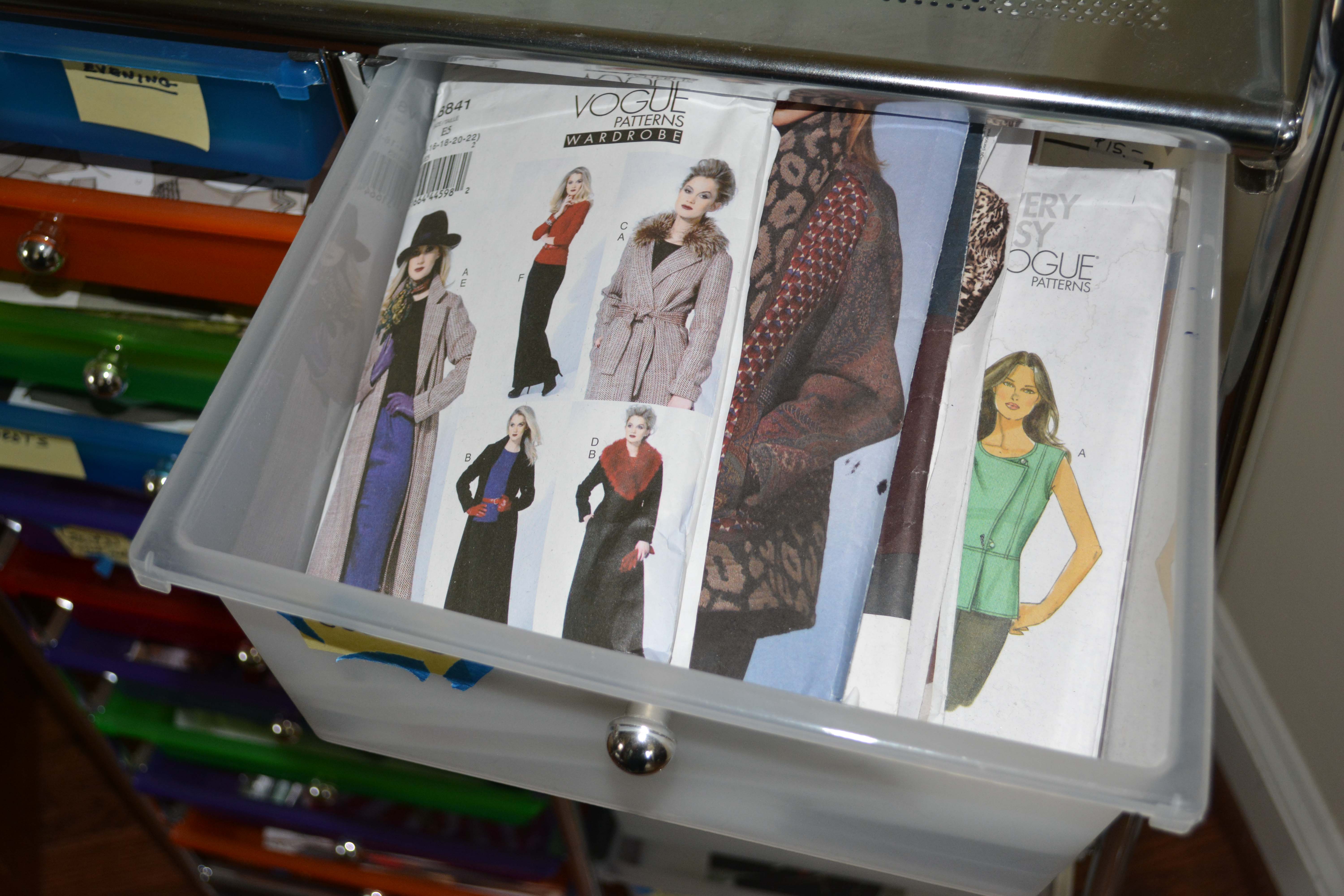 Rolling Storage Cart with Dress Patterns