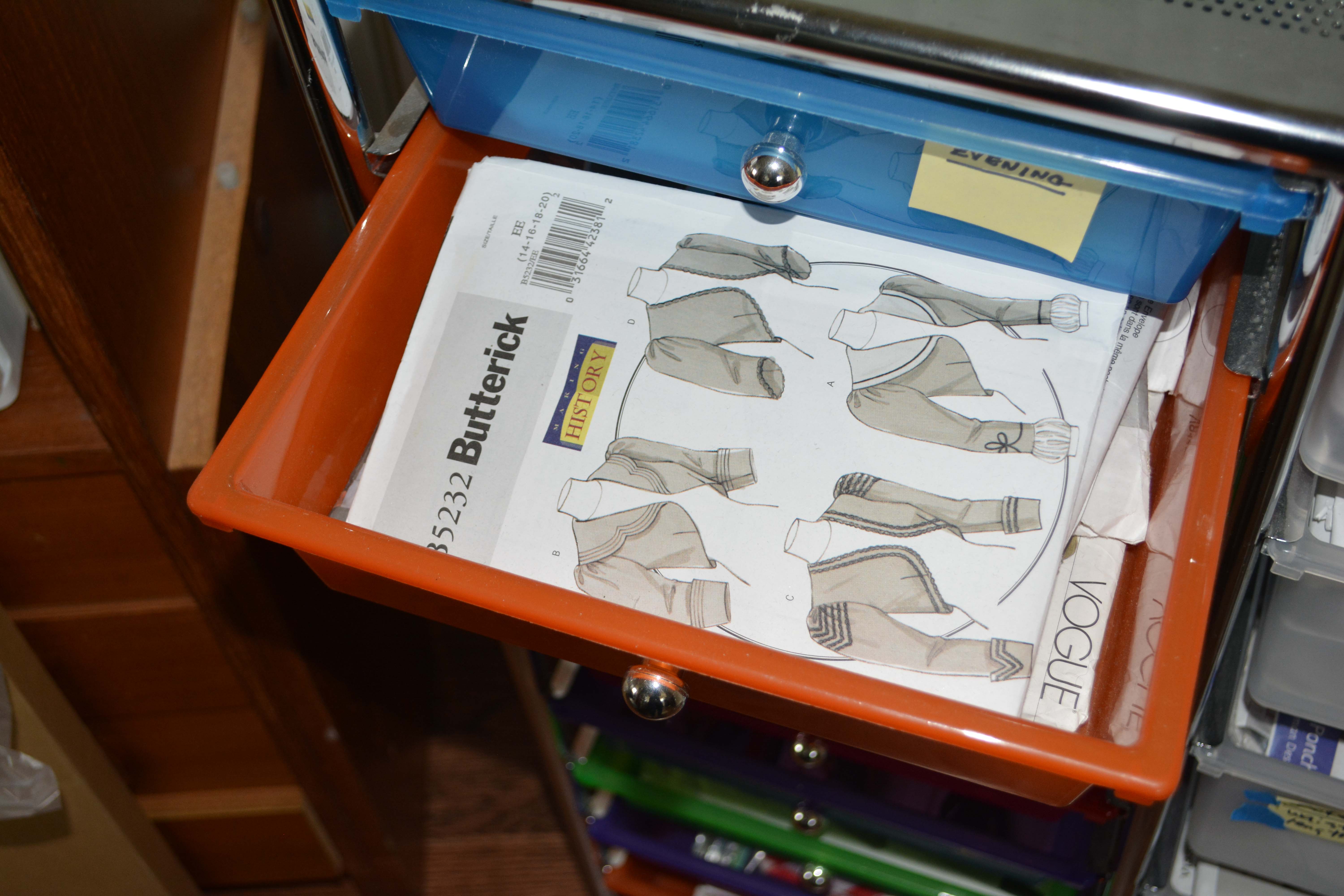 Rolling Storage Cart with Dress Patterns